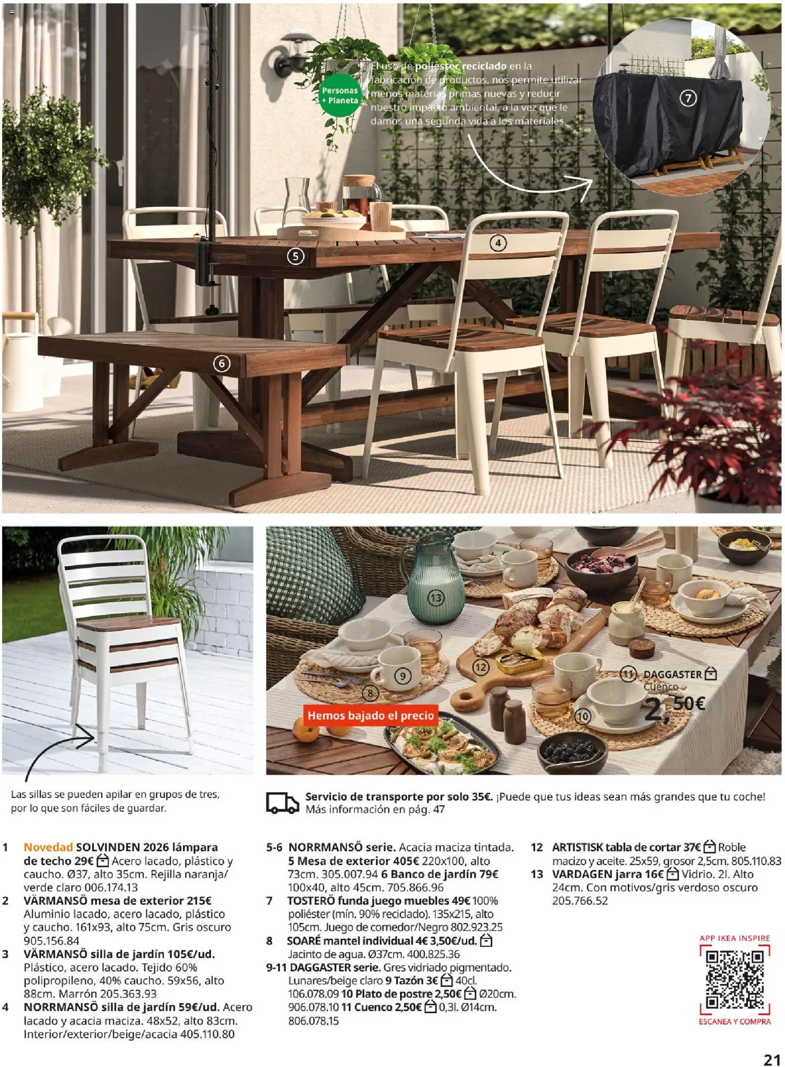 Catálogo IKEA Muebles de exterior │ válido desde el 17/12/2025 | Página: 21 | Productos: Tabla de cortar, Postre, Funda, Lámpara