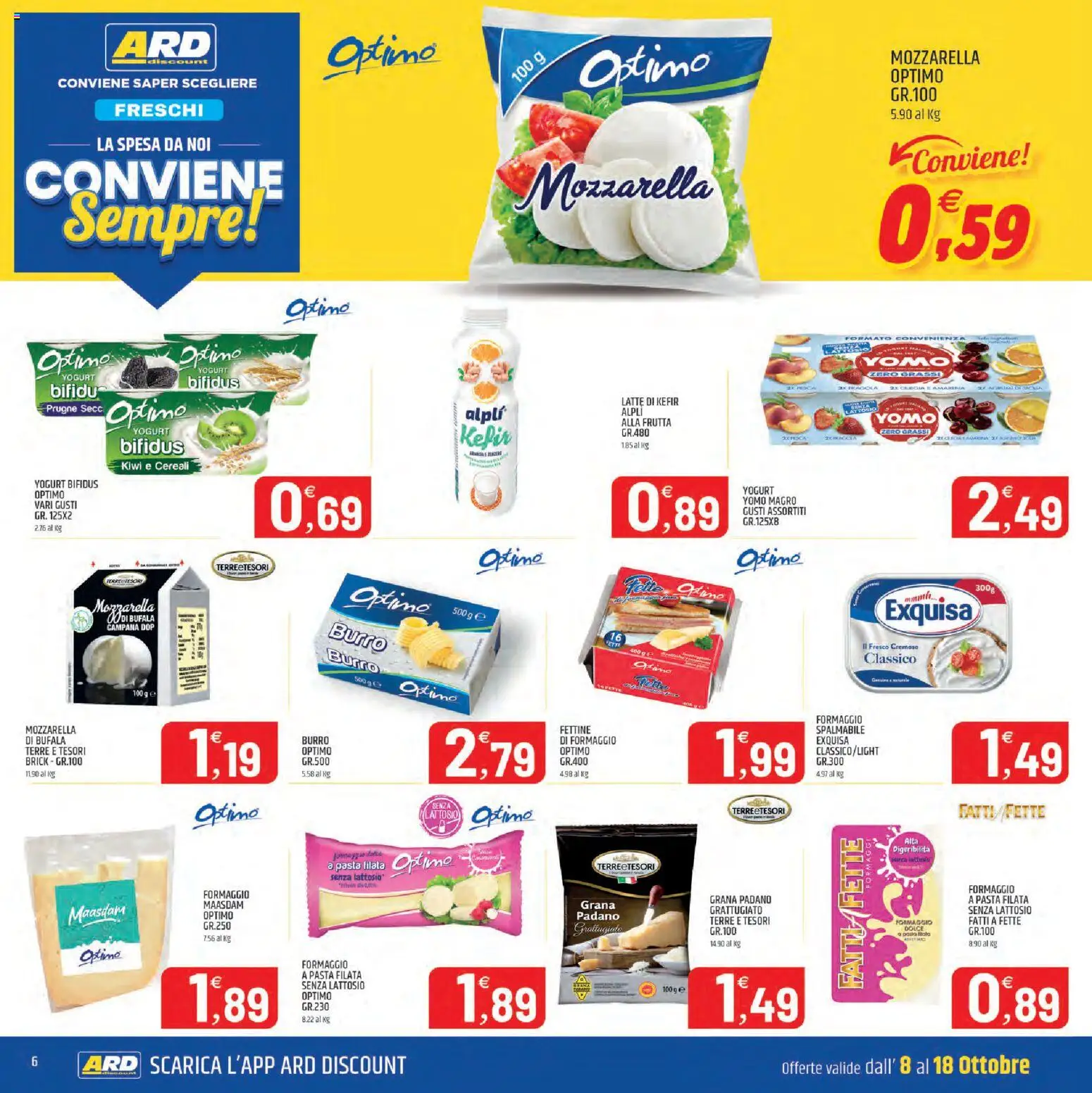 Volantino ARD Discount del 08/10/2026 | Pagina: 6 | Prodotti: Yogurt, Kiwi, Burro, Amarena