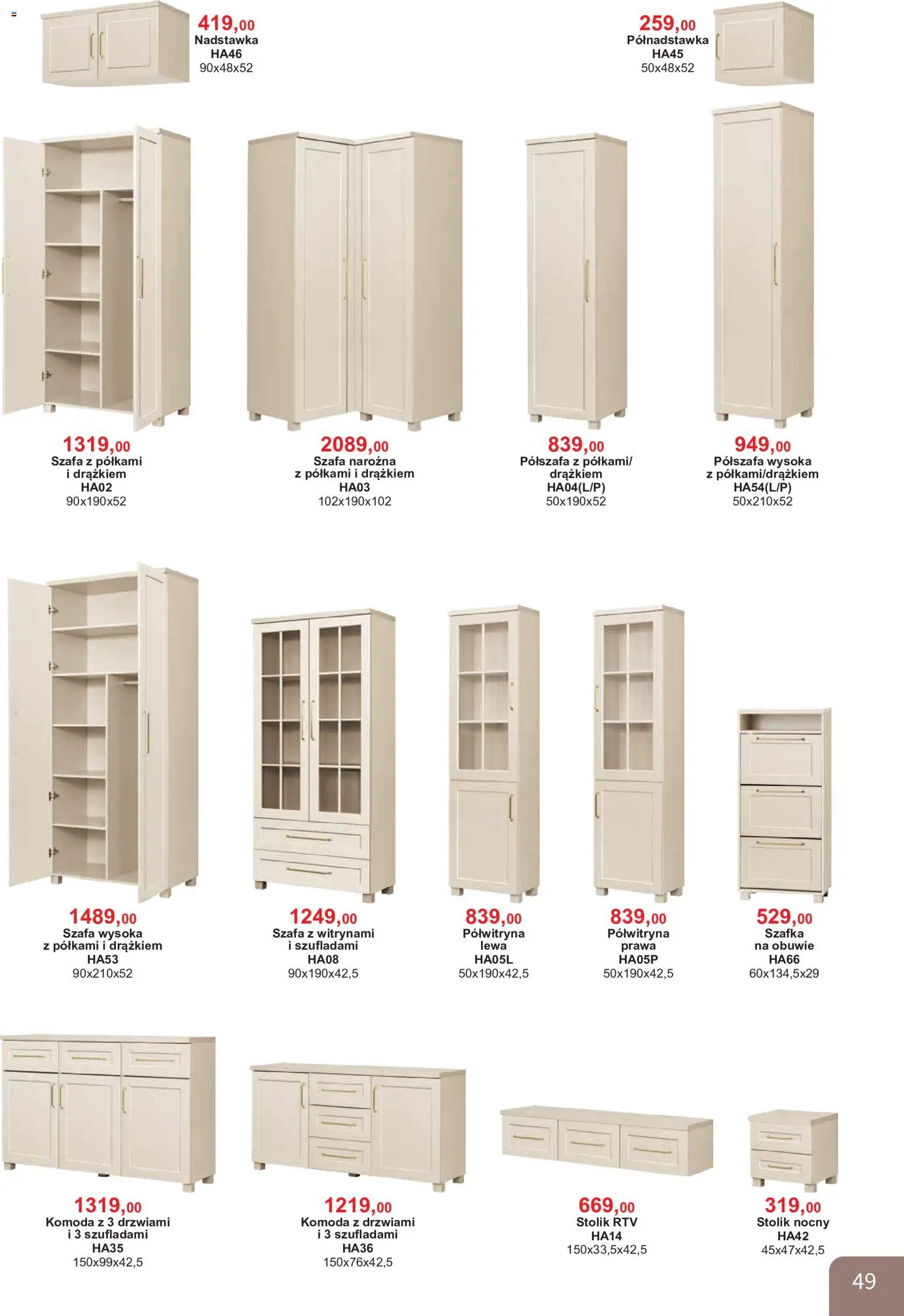 Bodzio Katalog od 01.08.2026 | Strona: 49 | Produkty: Szafa, Komoda, Stolik nocny, Szafa Narożna