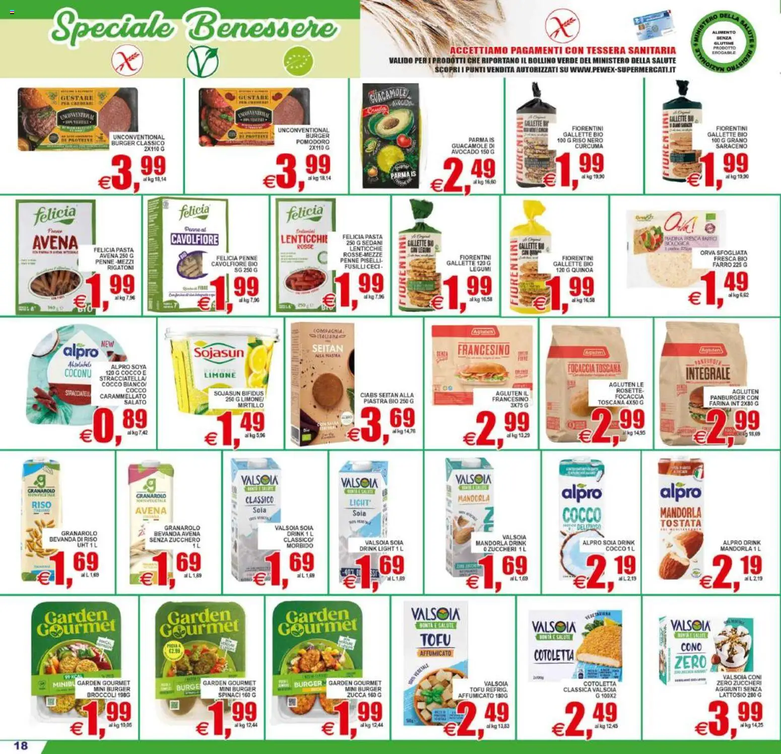Volantino Pewex del 21/08/2026 | Pagina: 18 | Prodotti: Spinaci, Gallette, Broccoli, Penne