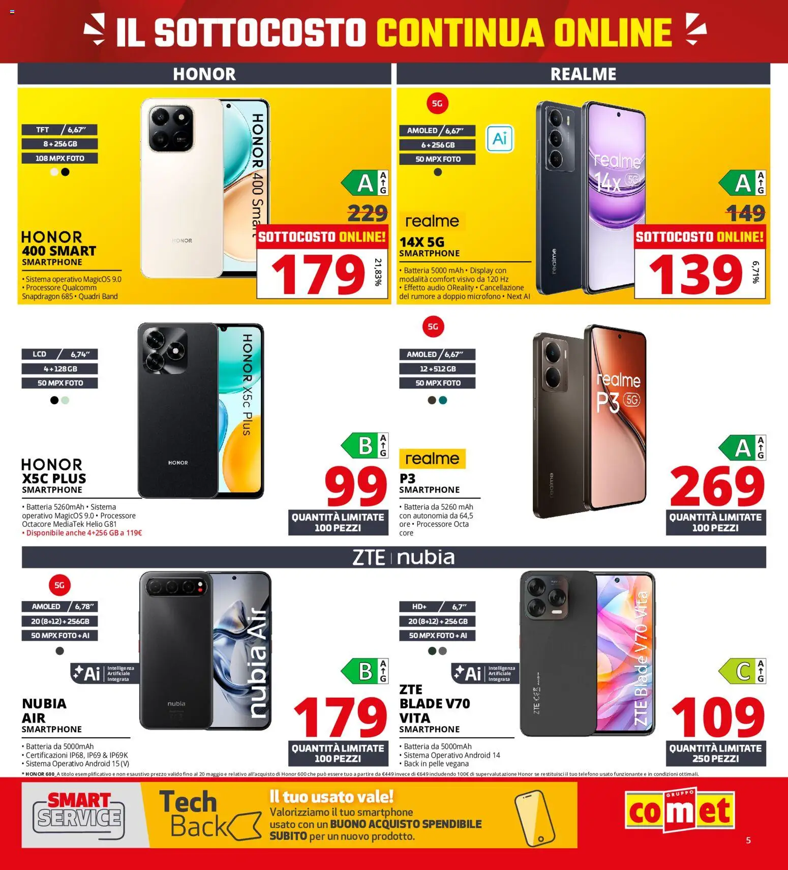 Volantino Comet del 18.05.2026 | Pagina: 5 | Prodotti: Telefono, Smartphone, Audio, Batteria