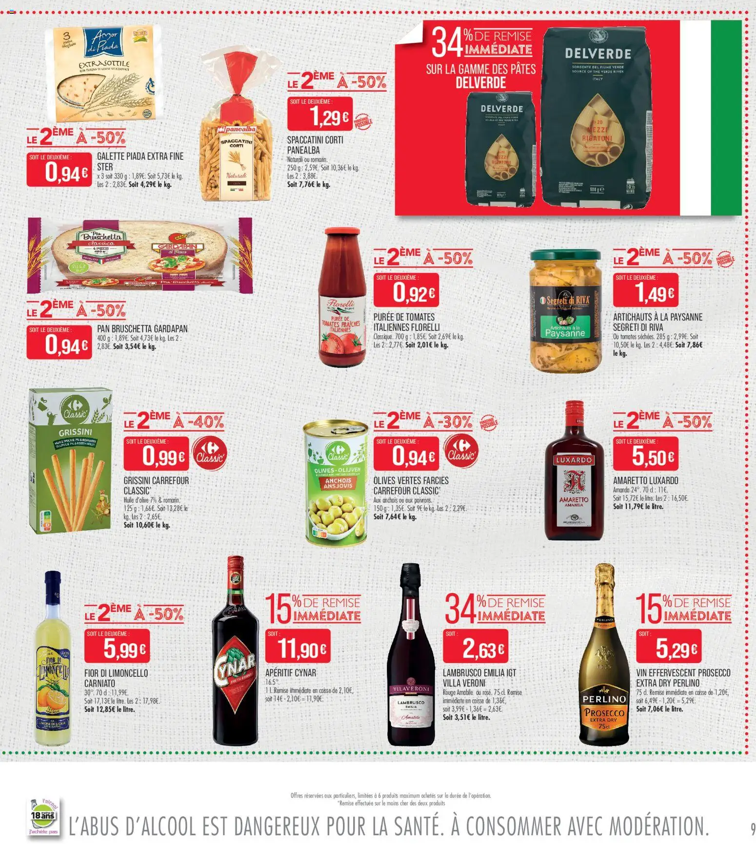 {H1} | Page: 9 | Produits: Anchois, Prosecco, Vin, Thé