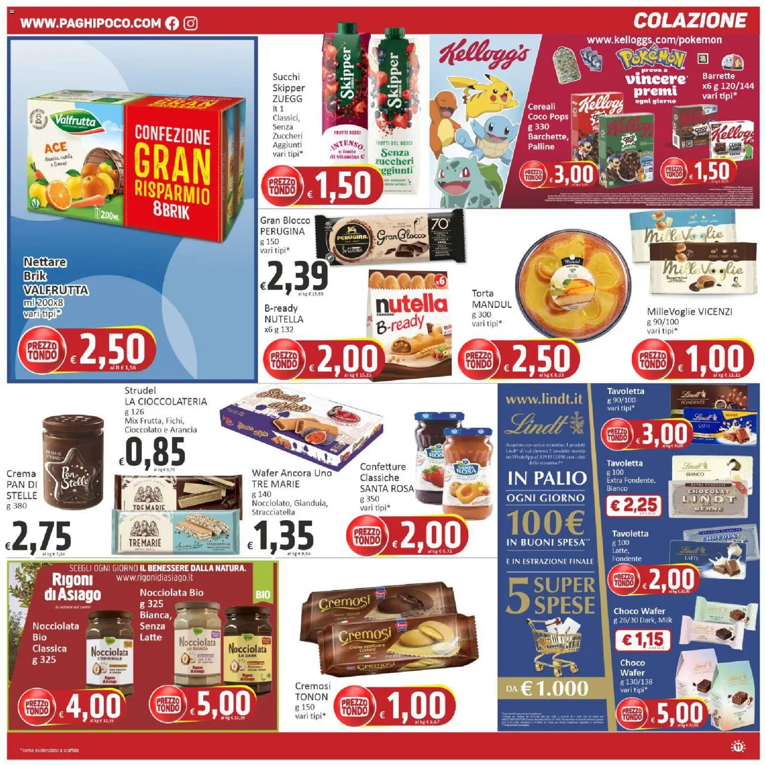 Volantino Paghi Poco del 02/10/2026 | Pagina: 11 | Prodotti: Latte, Limone, Nutella, Tavoletta