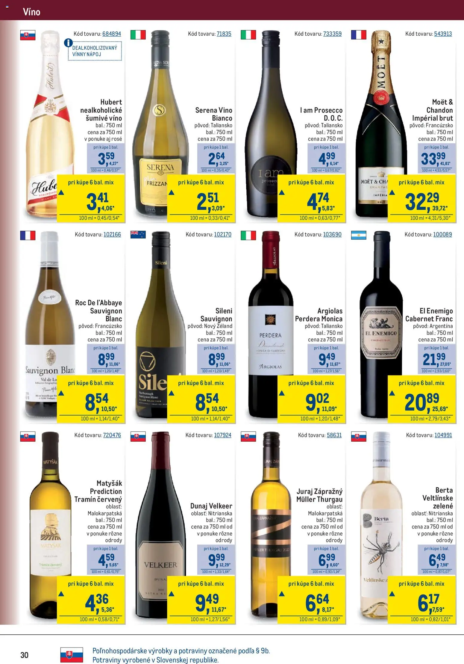 Nové Metro akcie – leták je platný od 29.07.2026 | Strana: 30 | Produkty: Víno, Prosecco, Šumivé víno