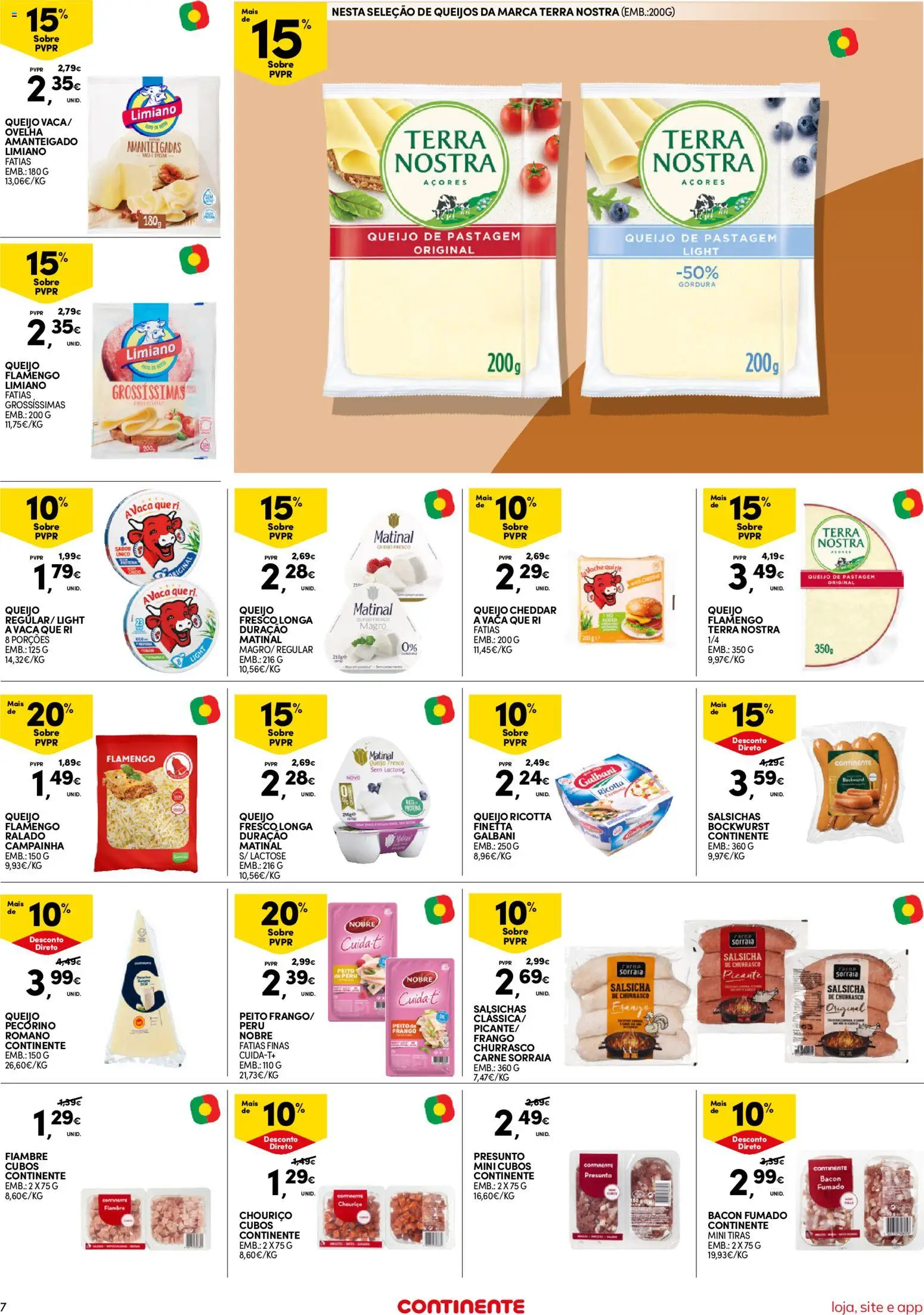 Continente folheto Bom Dia │ válido de 06/10/2026 | Página: 7 | Produtos: Bacon, Salsicha, Queijo, Queijo Ricotta