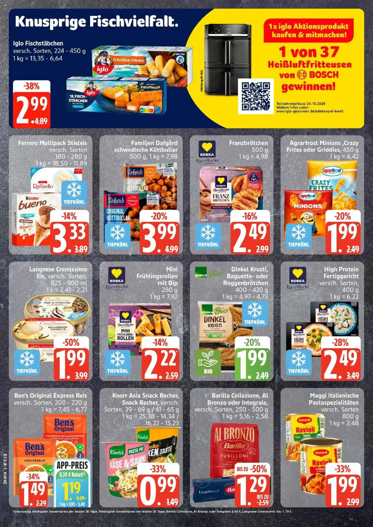 Edeka Prospekt Rostock-Gehlsdorf (ab 12.10.2026) » Angebote Online | Seite: 8 | Produkte: Maggi, Iglo, Fisch, Sahne