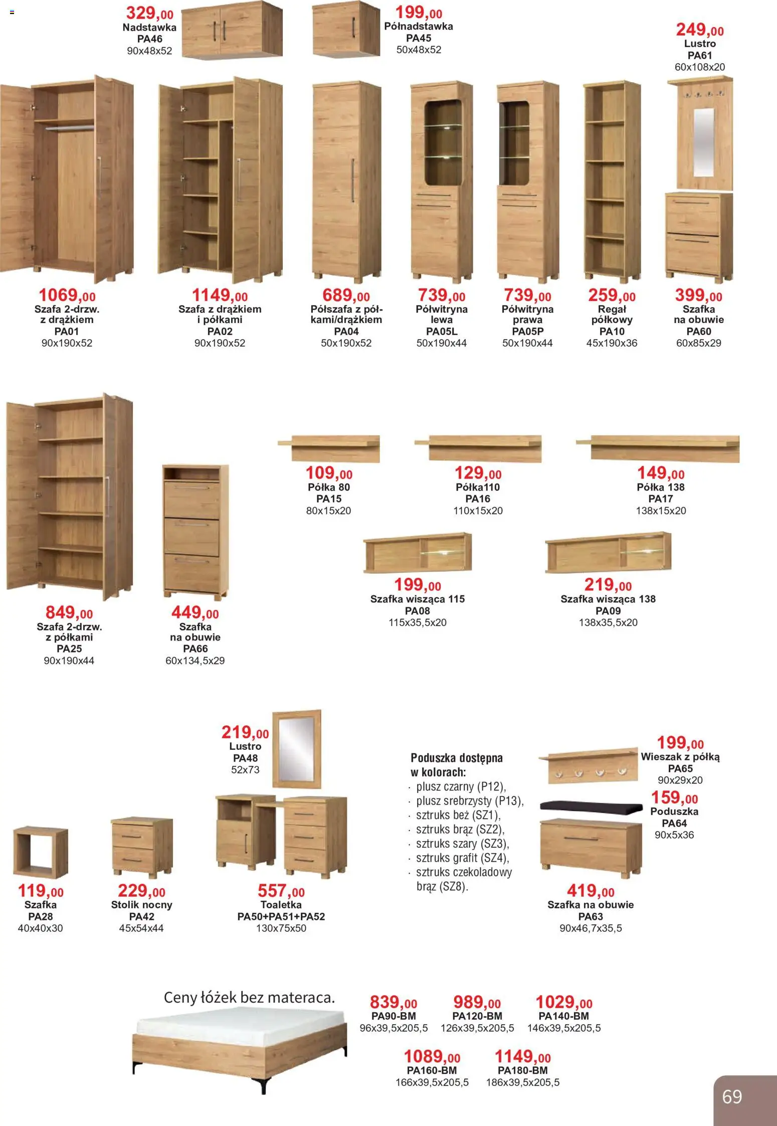 Bodzio Katalog od 01.08.2026 | Strona: 69 | Produkty: Poduszka, Szafa, Wieszak, Toaletka