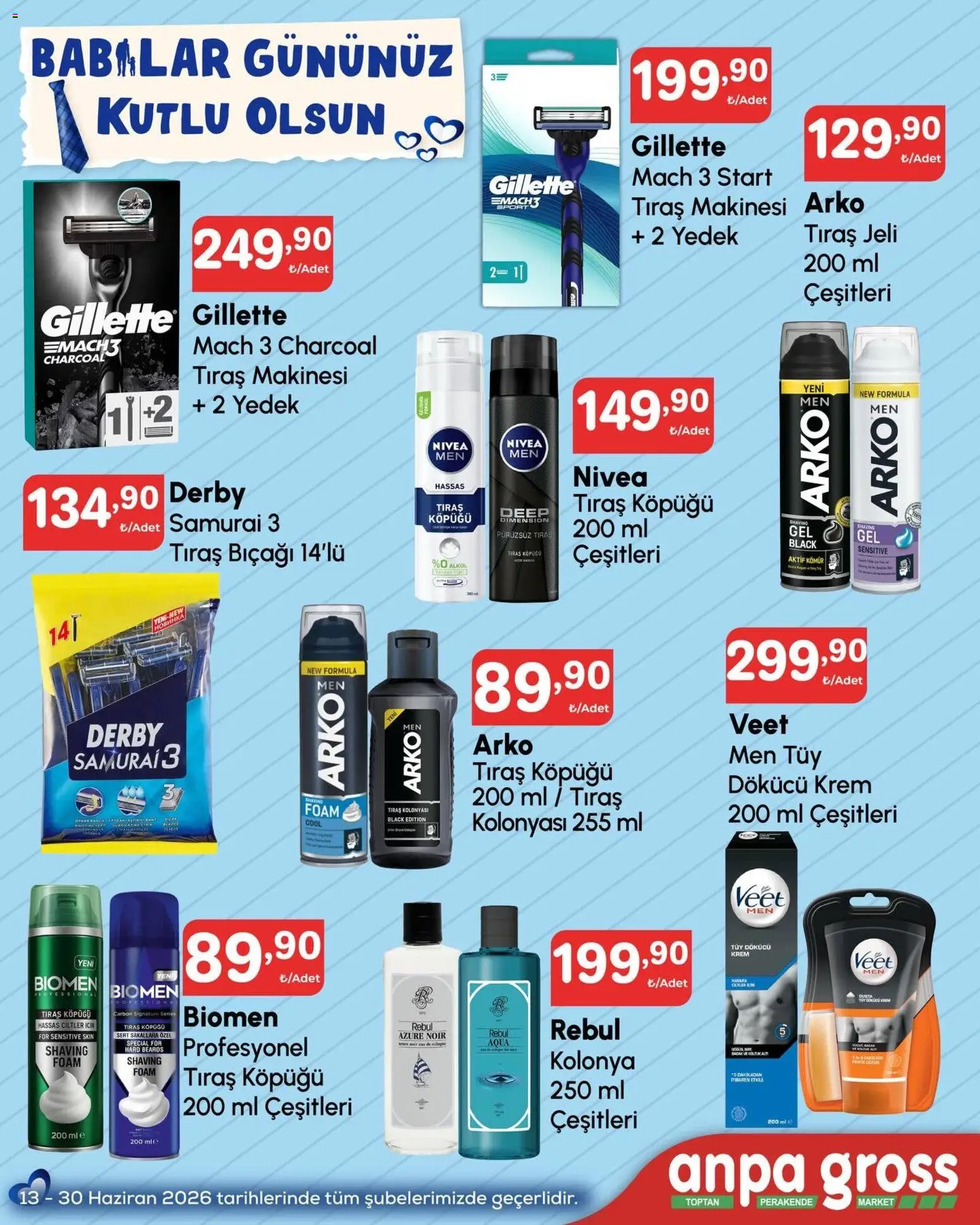 Anpa Gross İndirim - 13.06.2026 tarihinden itibaren geçerlidir | Sayfa: 3 | Ürünler: Krem, Tıraş köpüğü, Tıraş makinesi