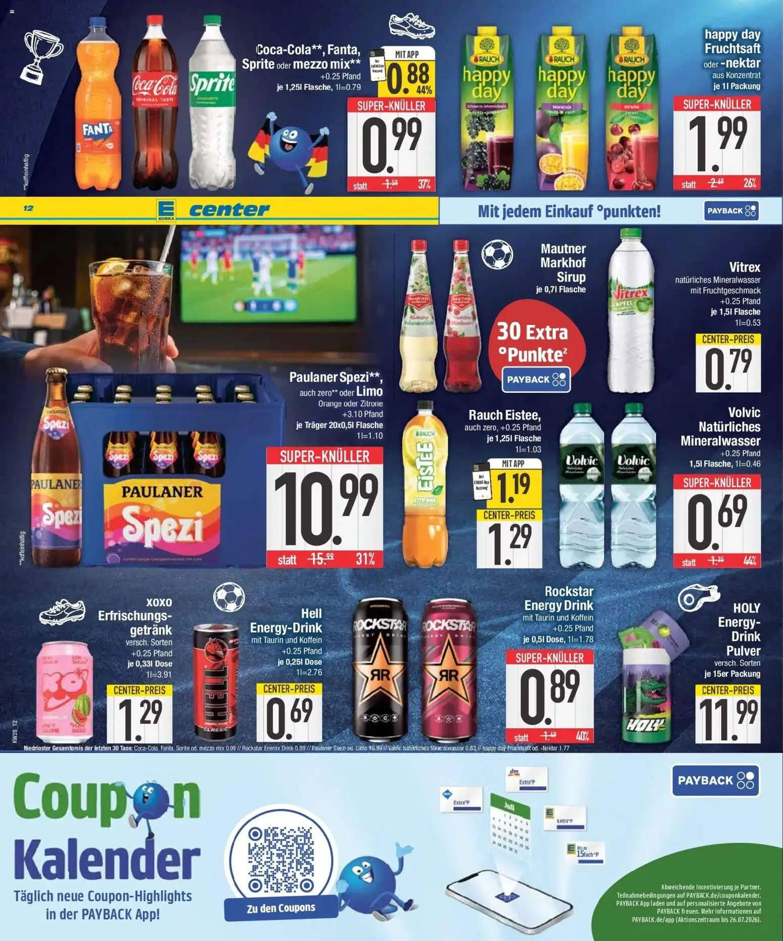 E center Wochenangebote – gültig ab 06.07.2026 | Seite: 12 | Produkte: Fanta, Sirup, Oder mezzo mix, Volvic