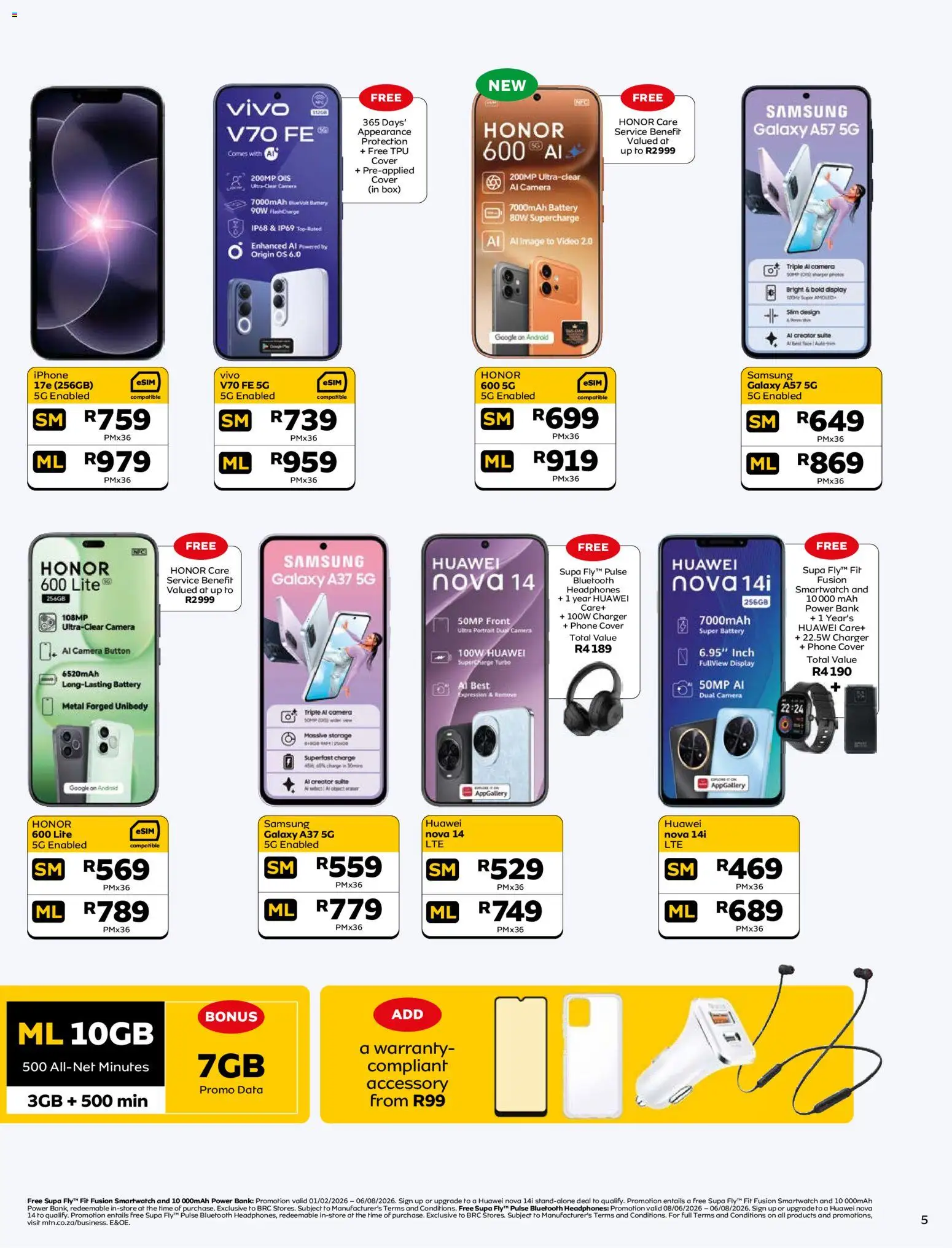 New MTN catalogue – valid from 07/07/2026 | Page: 5 | Products: Cover, Headphones, Smartwatch, Charger