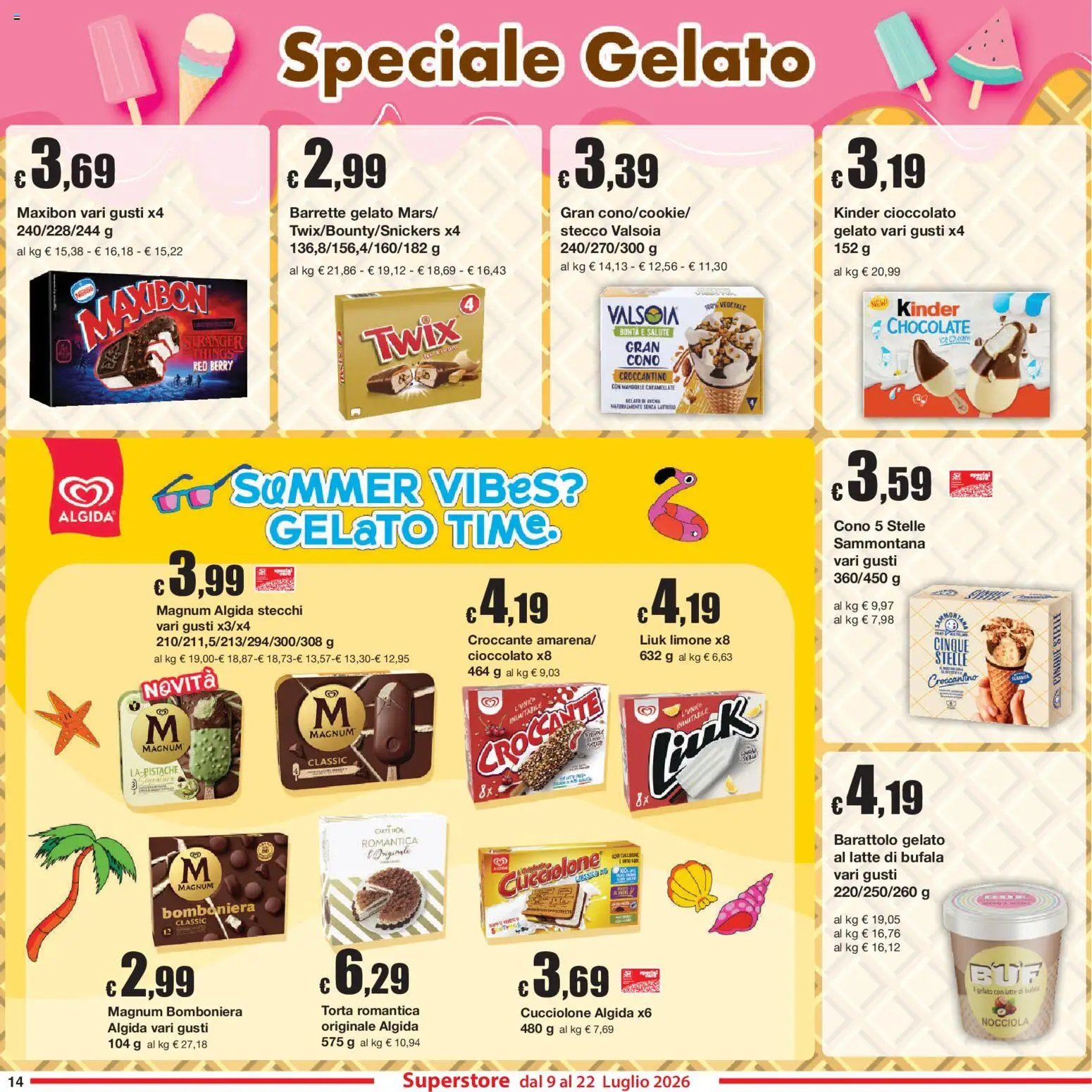 Volantino Sì con Te del 09/07/2026 | Pagina: 14 | Prodotti: Gelato, Latte, Limone, Torta