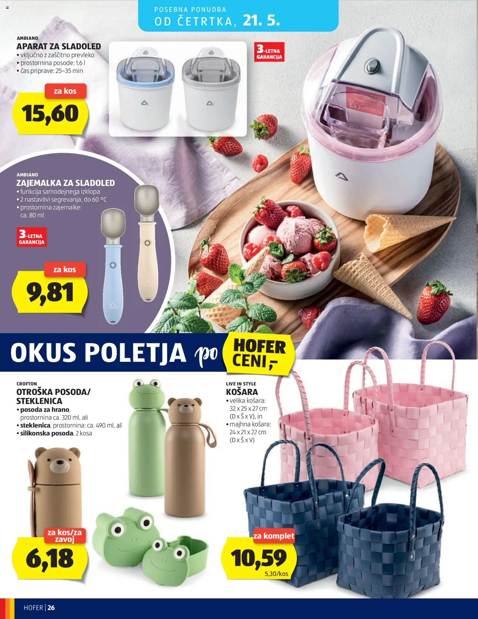 Hofer SI katalog | vrijedi od 13.05.2026 | Stranica: 26 | Proizvodi: Košara, Sladoled