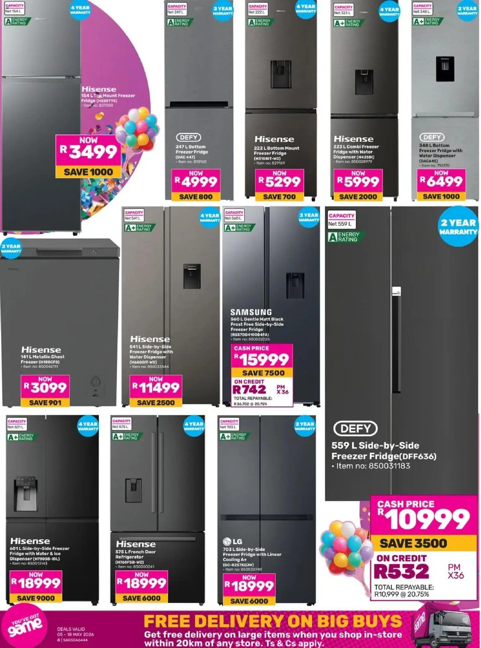 New Game catalogue – valid from 05.05.2026 | Page: 10 | Products: Refrigerator, Freezer, Freezer fridge, Fridge