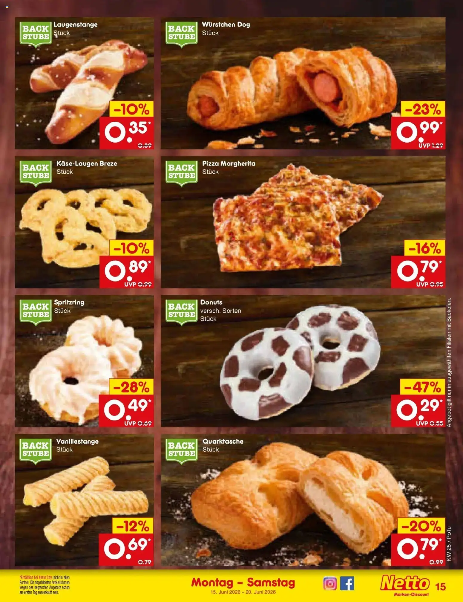 Netto Marken-Discount Prospekt Lahr-Langenwinkel – gültig ab 15.06.2026 | Seite: 19 | Produkte: Donuts, Pizza