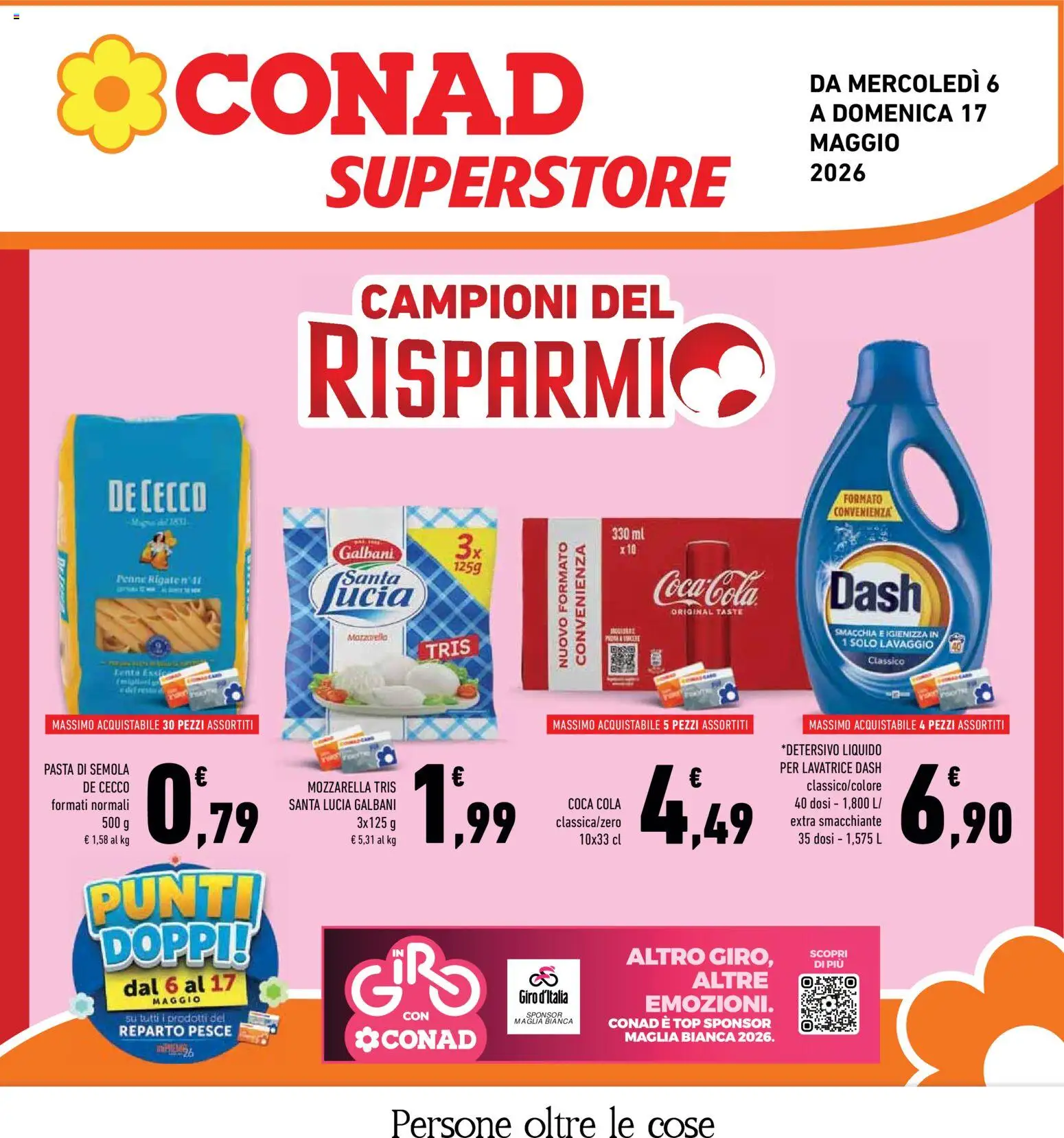Volantino Conad del 06.05.2026 | Pagina: 1 | Prodotti: Mozzarella, Pasta, Lavatrice, Penne