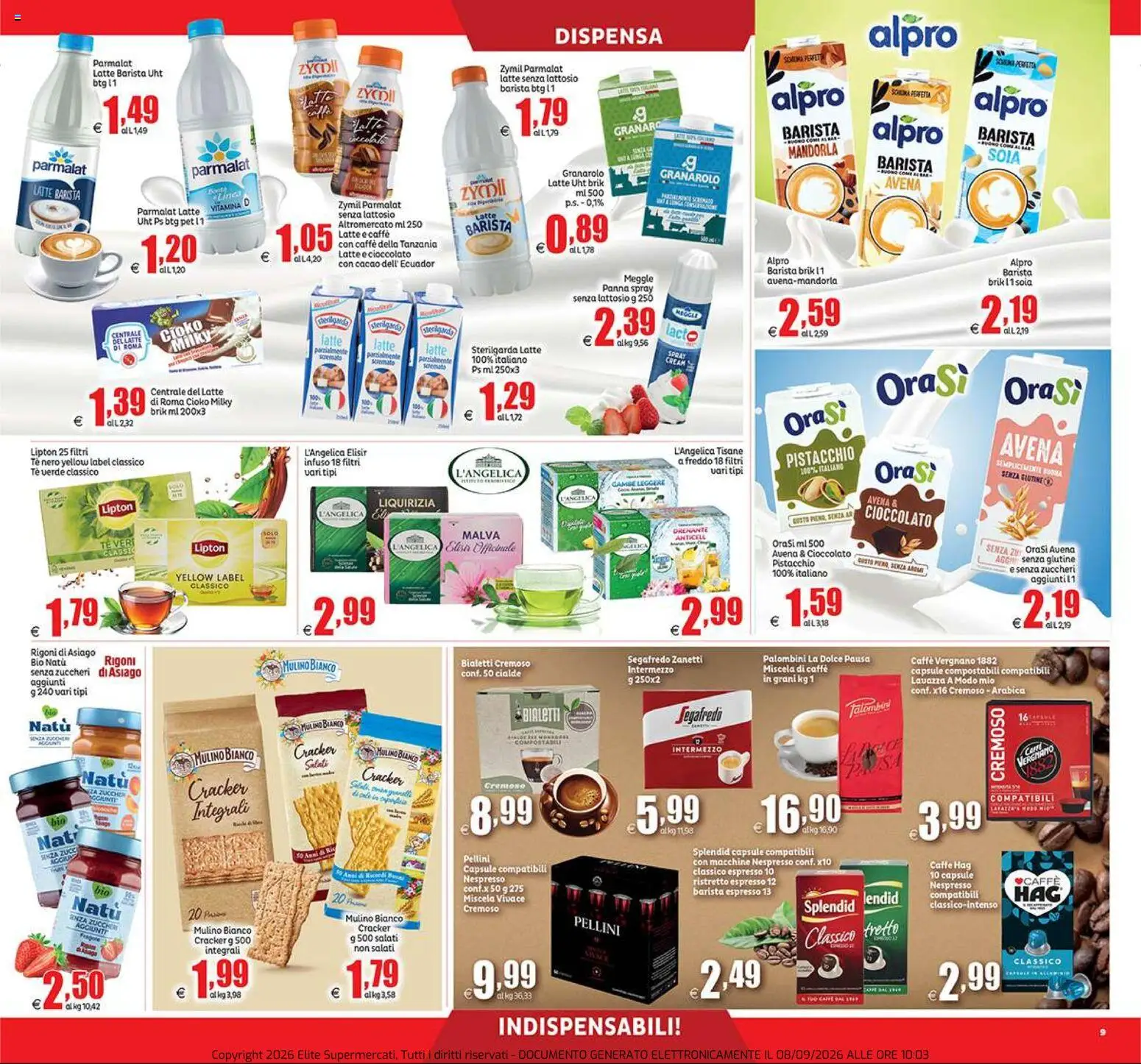 Volantino Elite Supermercati del 10/09/2026 | Pagina: 9 | Prodotti: Senza glutine, Cioccolato, Tè verde, Cialde