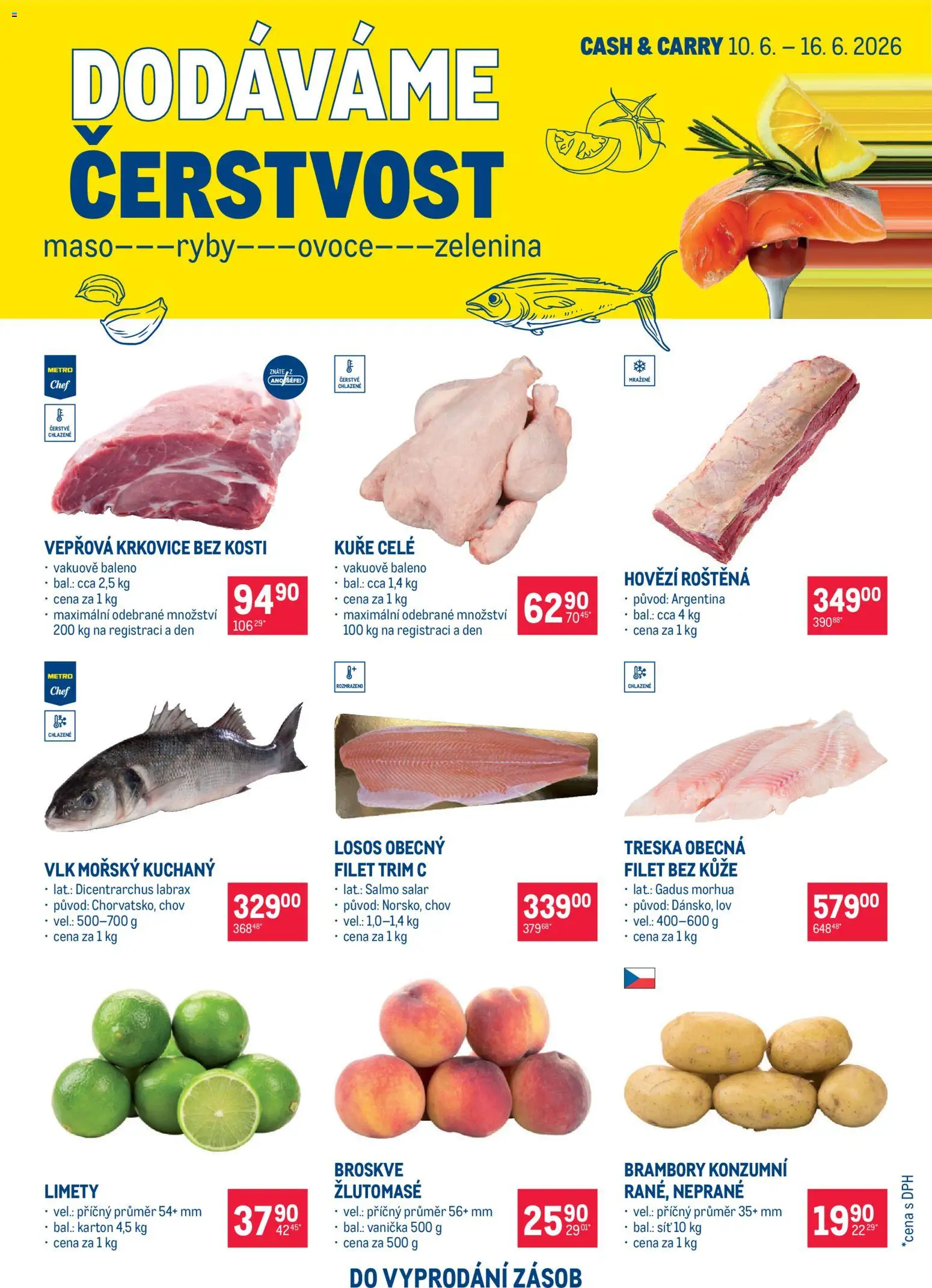 Makro leták - Ultra fresh nabídka od 10.06.2026 | Strana: 1 | Produkty: Losos, Vepřová krkovice bez kosti, Zelenina, Filet