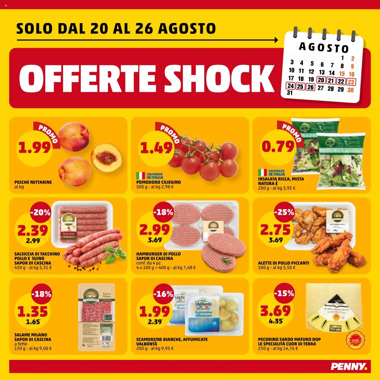 Volantino PENNY del 20/08/2026 | Pagina: 2 | Prodotti: Tacchino, Pomodoro, Hamburger, Terra