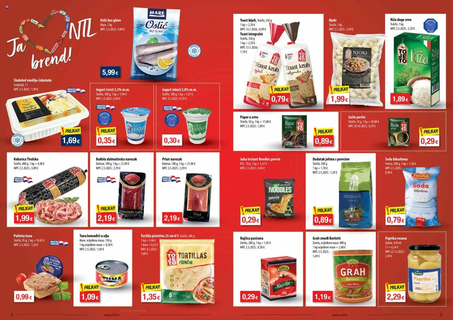NTL katalog | vrijedi od 21.10.2026 | Stranica: 2 | Proizvodi: Soda bikarbona, Buđola, Sladoled, Tuna