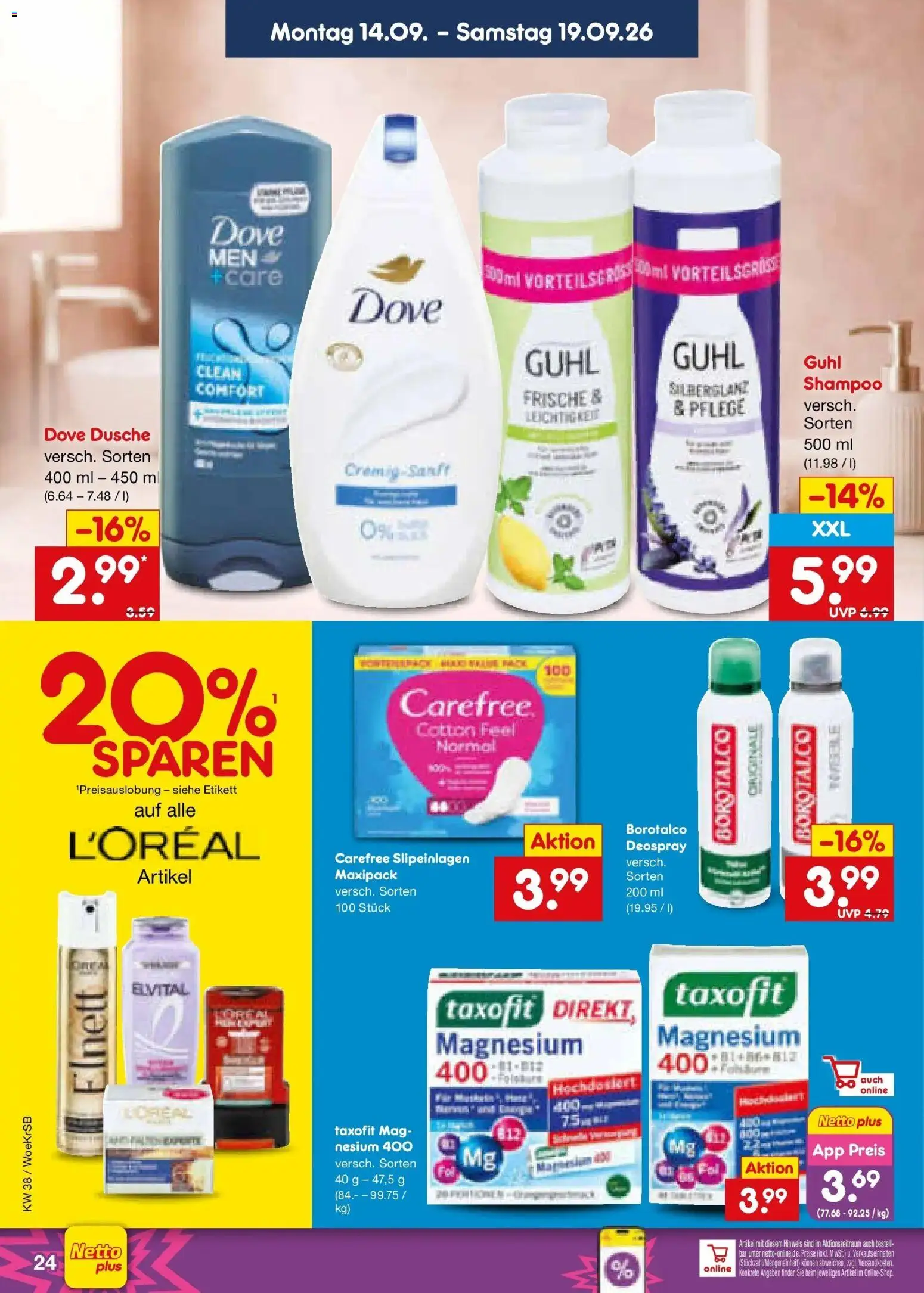 Netto Marken-Discount Prospekt Leonberg – gültig ab 14.09.2026 | Seite: 36 | Produkte: Dusche, Shampoo, Deospray