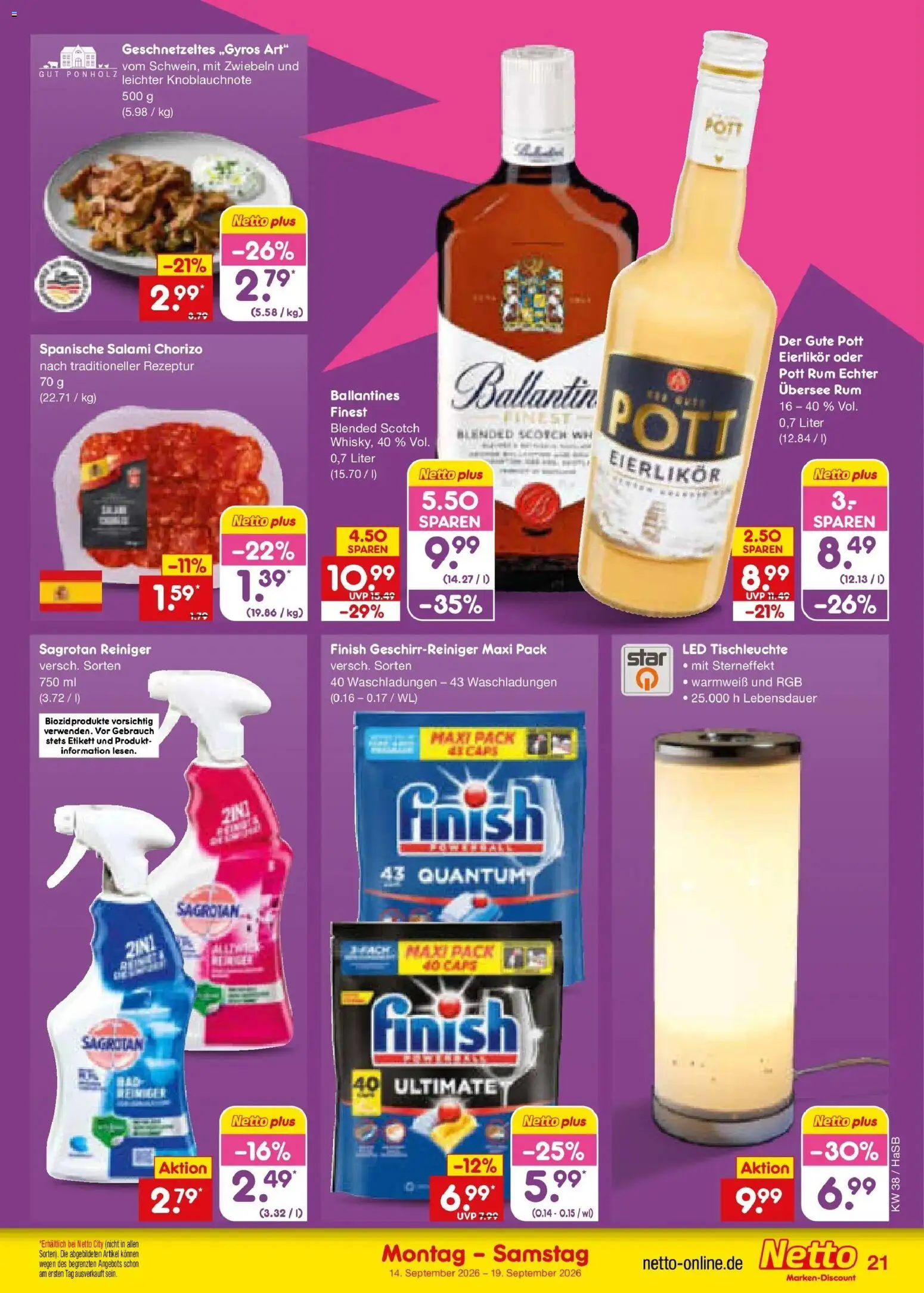 Netto Marken-Discount Prospekt Unna – gültig ab 14.09.2026 | Seite: 31 | Produkte: Rum, Finish, Zwiebeln, Salami