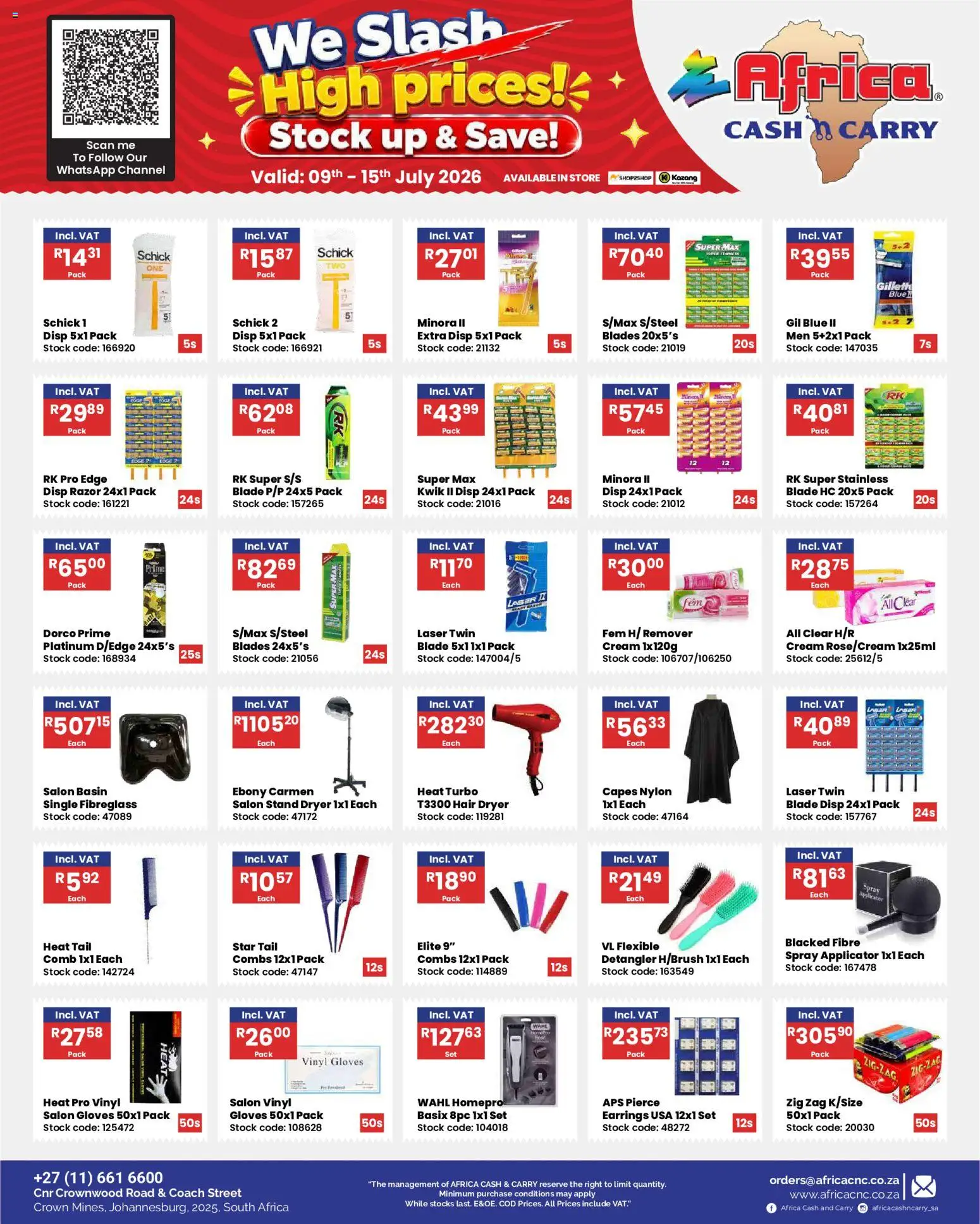 New Africa Cash & Carry catalogue – valid from 09/07/2026 | Page: 30 | Products: Gloves, Hair dryer, Cream, Stock