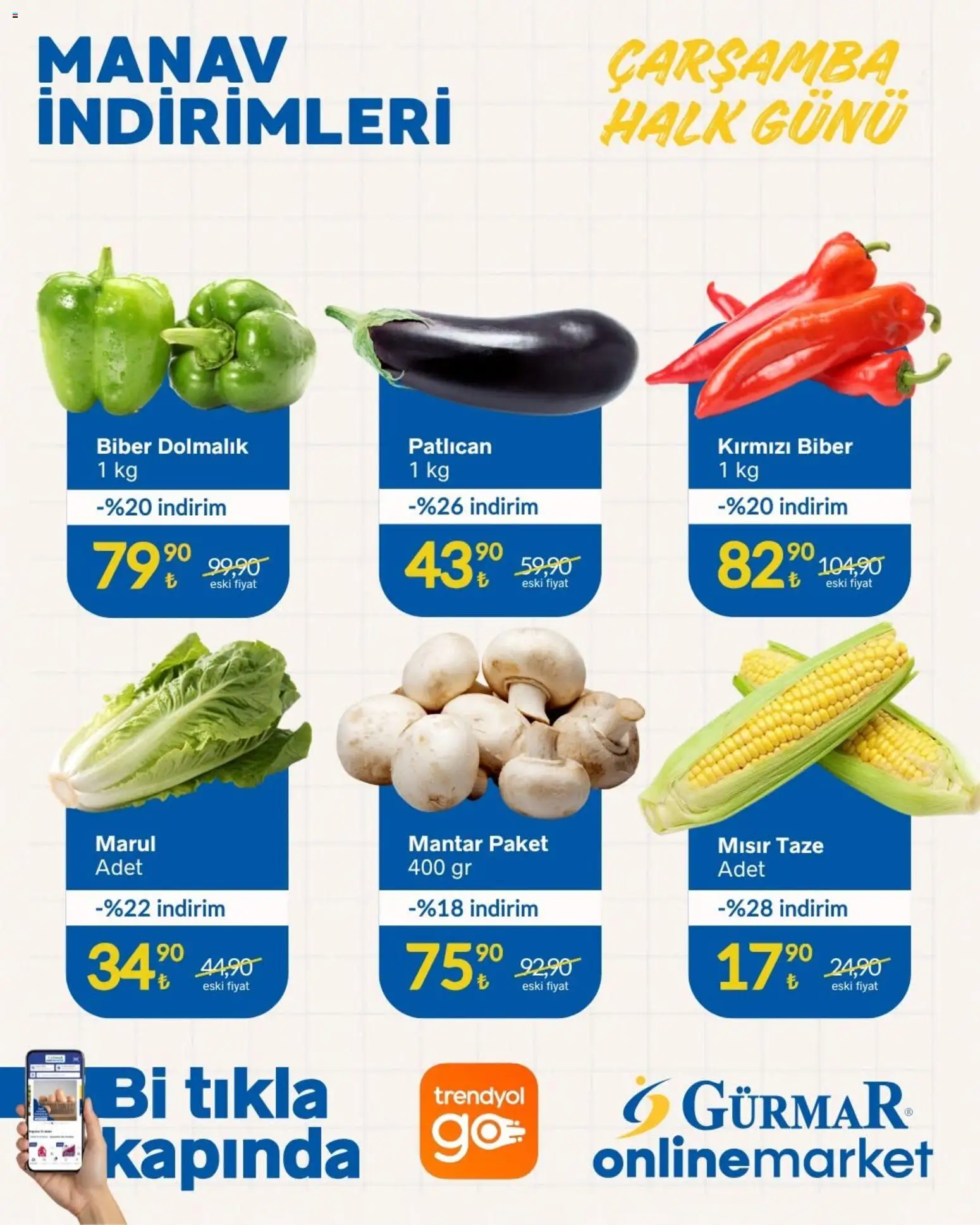 Gürmar - Manav İndirimleri - 29 Temmuz 2026 tarihinden itibaren geçerlidir | Sayfa: 2 | Ürünler: Biber, Marul, Mantar, Mısır