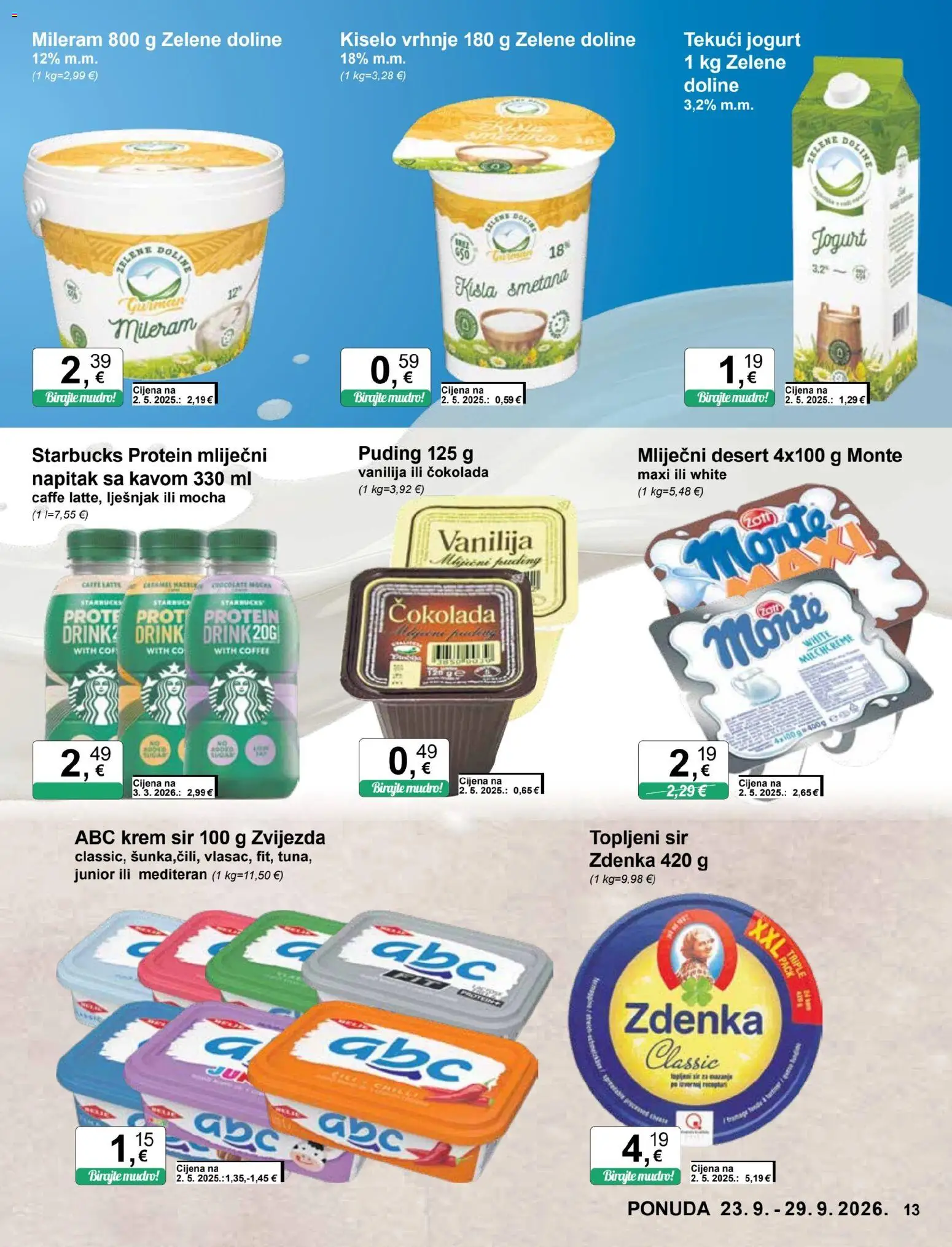 KTC katalog | vrijedi od 23.09.2026 | Stranica: 13 | Proizvodi: Topljeni sir, Jogurt, Puding, Lješnjak