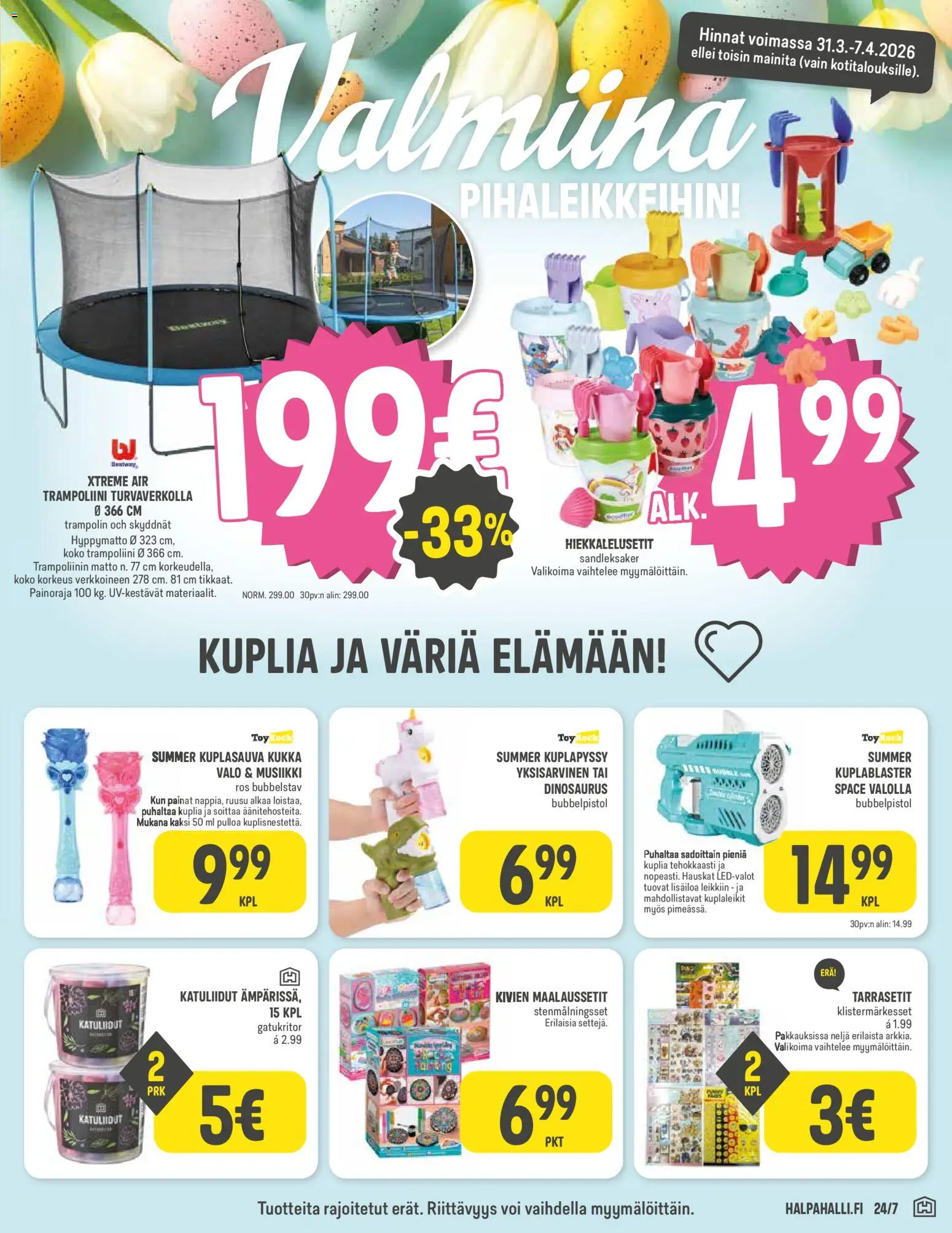 Halpa Halli tarjoukset – voimassa 31.03.2026 alkaen | Sivu: 11 | Tuotteet: Matto, Voi, Trampoliini