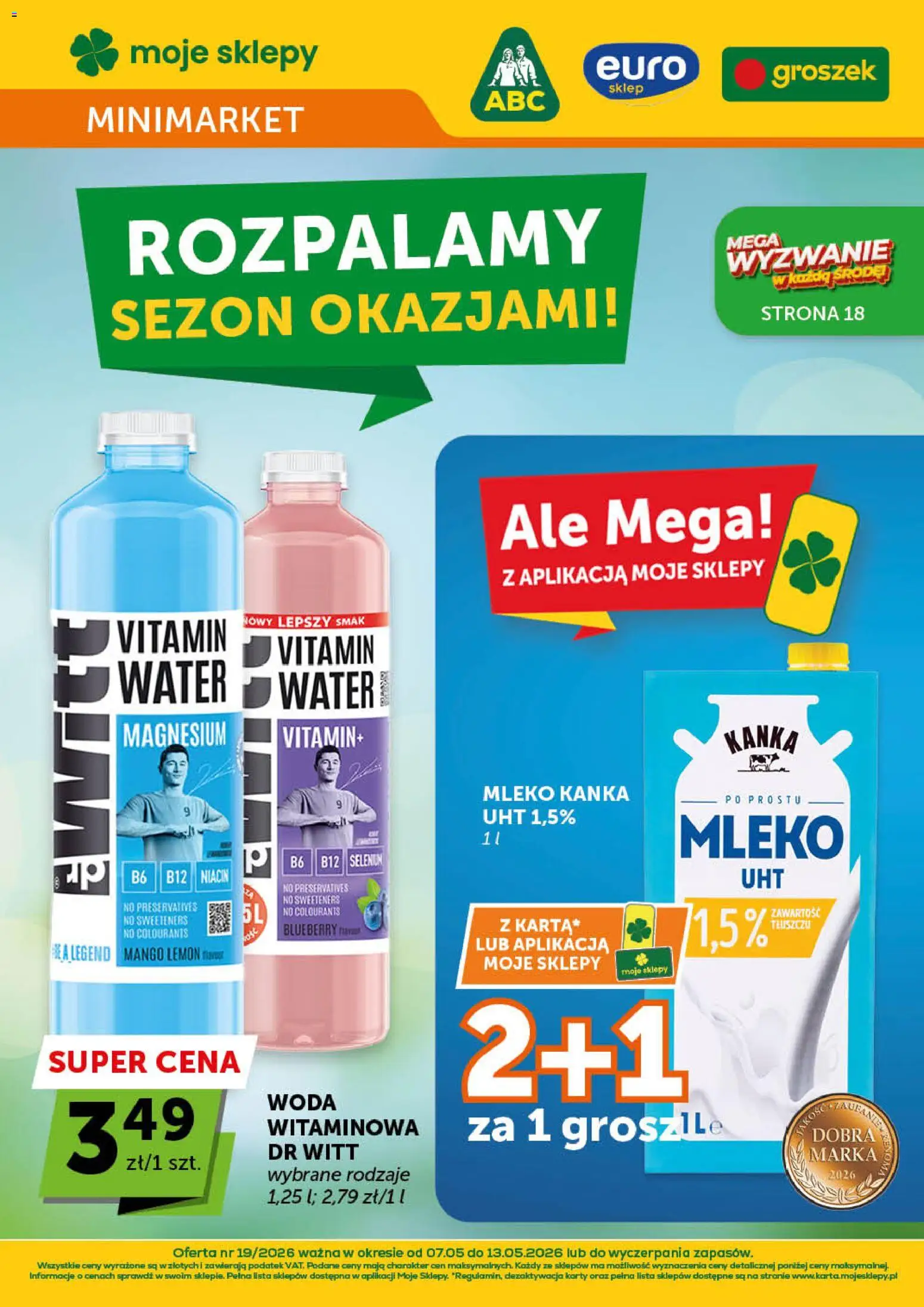 ABC gazetka - Minimarket od 07.05.2026 | Strona: 1 | Produkty: Mango, Groszek, Mleko, Woda