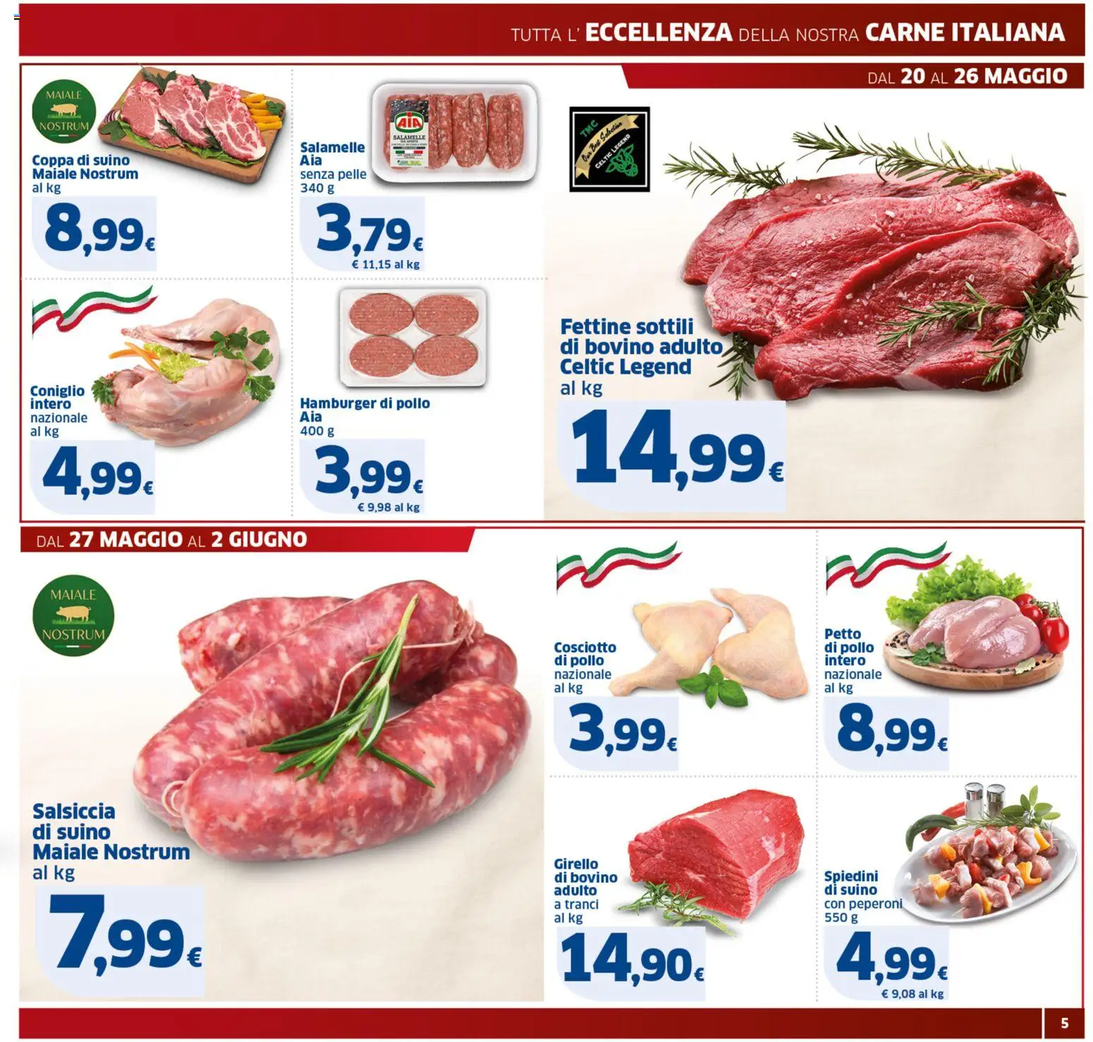 Volantino SIGMA del 20.05.2026 | Pagina: 5 | Prodotti: Pollo, Peperoni, Girello, Hamburger