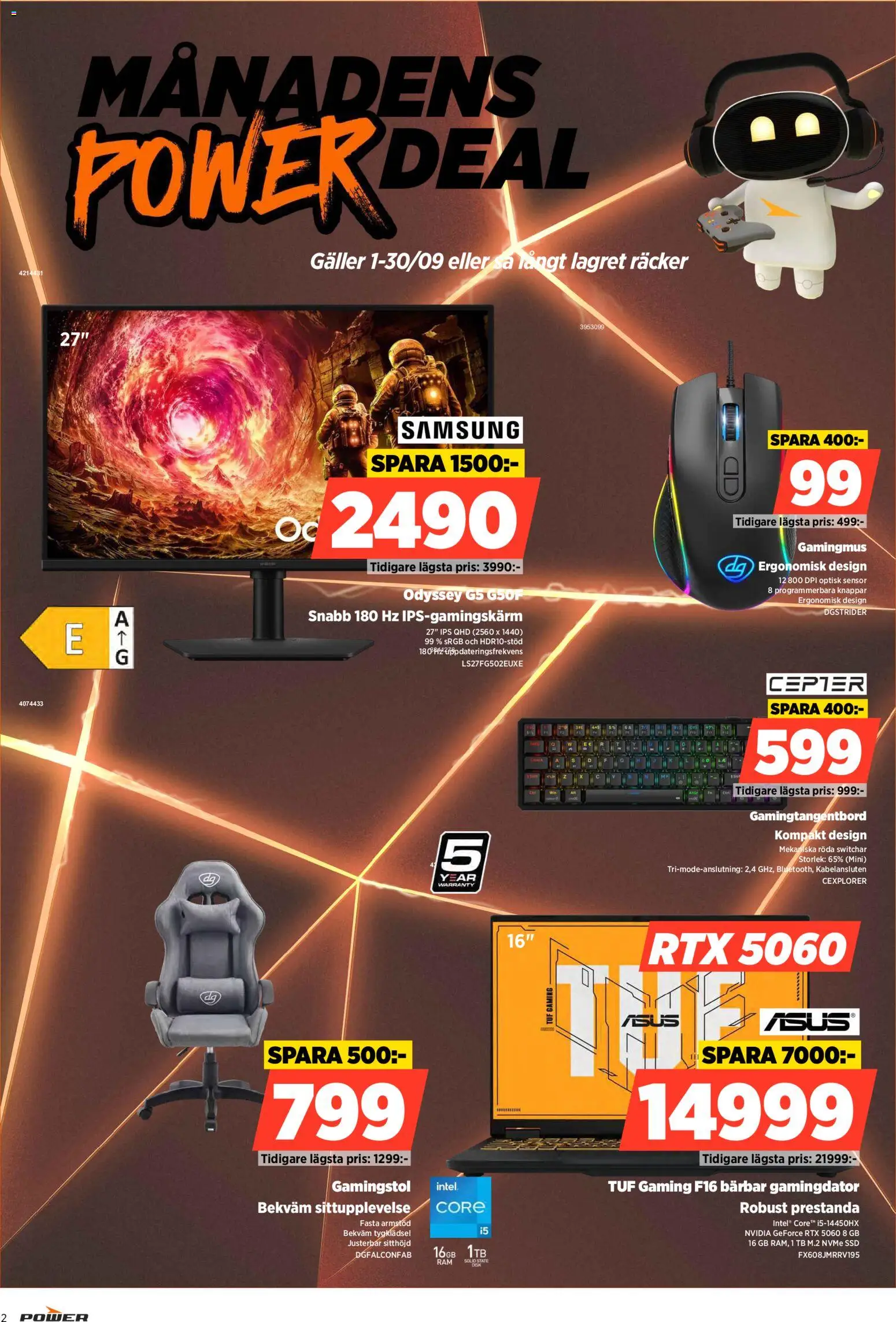 Power reklamblad aktuell från 14/09/2026 | Sida: 2 | Produkter: Gamingstol, Galler