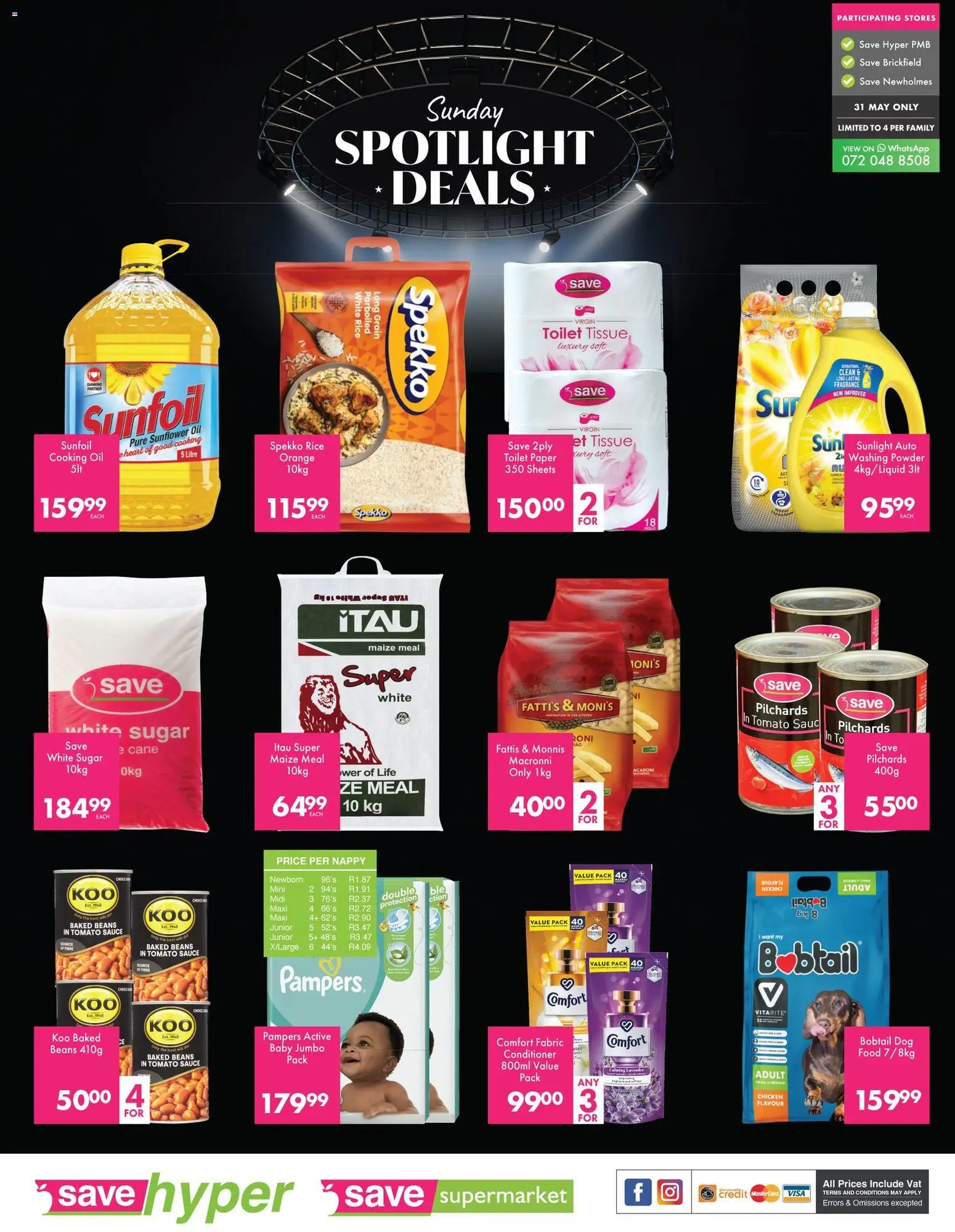 New Save catalogue – valid from 31.05.2026 | Page: 1 | Products: Maize meal, Chicken, Rice, Washing powder