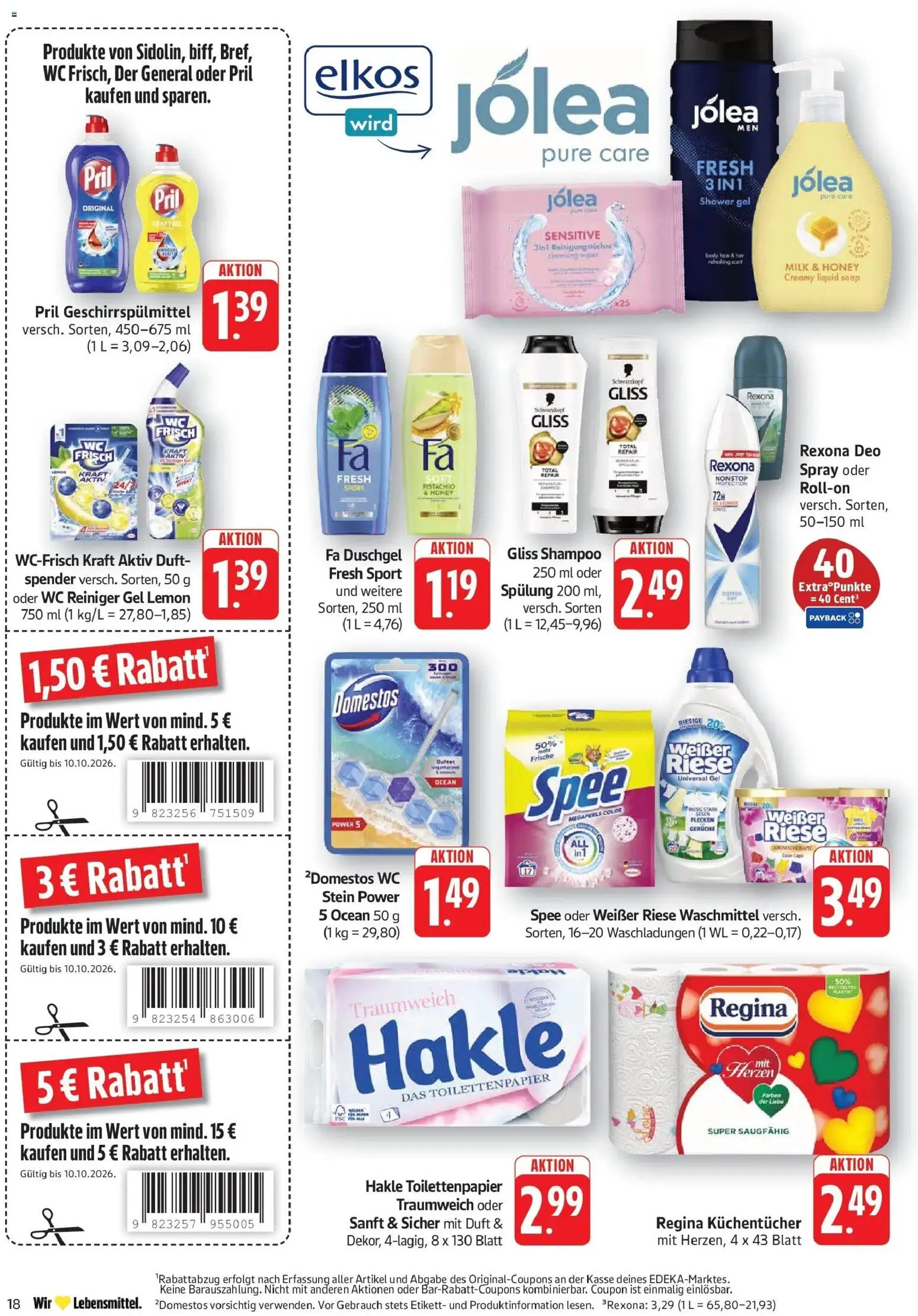 Edeka Prospekt Göppingen (ab 05.10.2026) » Angebote Online | Seite: 20 | Produkte: Fa duschgel, Waschmittel, WC Stein, Pril