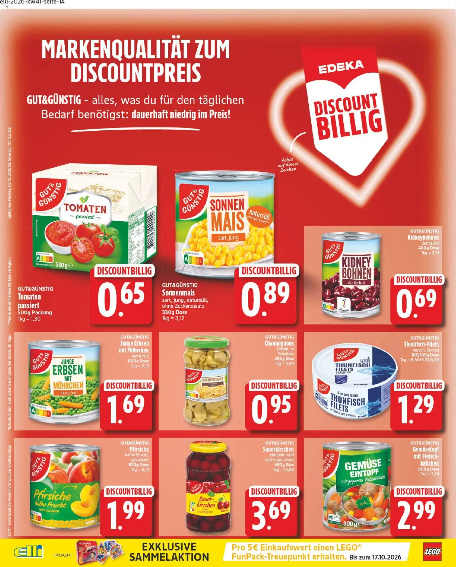 Elli Markt Prospekt Gütersloh – gültig ab 05.10.2026 | Seite: 18 | Produkte: Tomaten, Gemüse, Saft, Erbsen