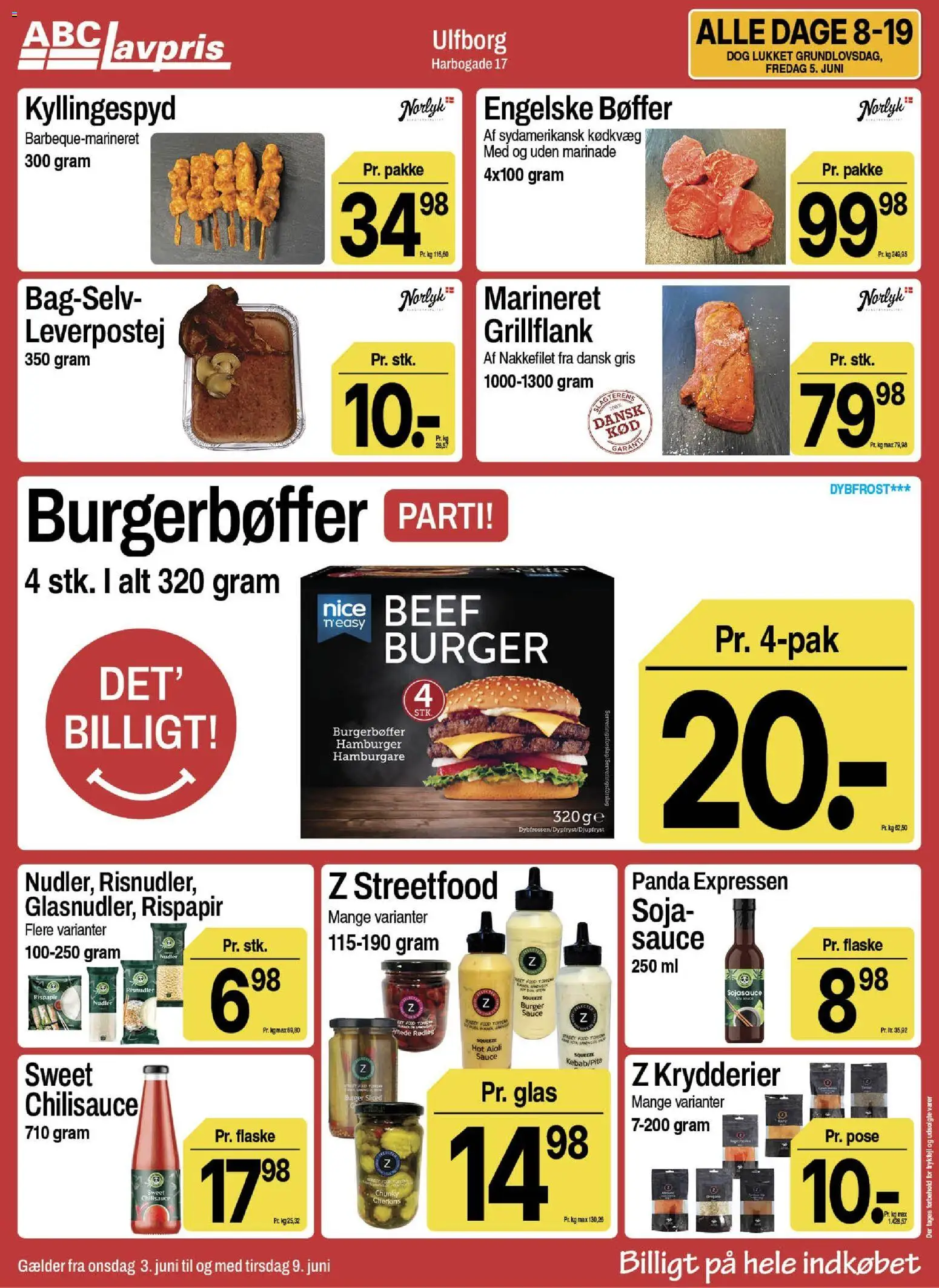 Abc Lavpris tilbudsavis – gyldig fra 03.06.2026 | Side: 8 | Produkter: Bøffer, Rødløg, Leverpostej, Nakkefilet