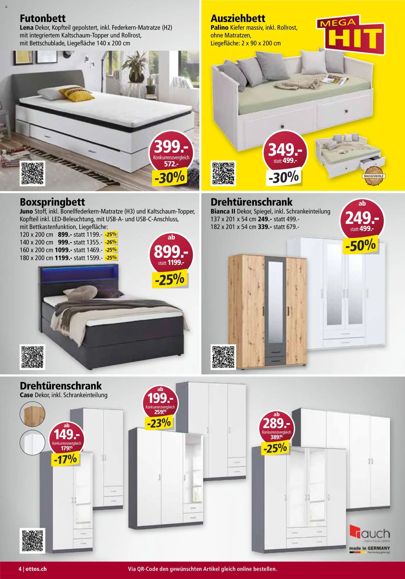 Otto's Aktionen Möbelflyer – gültig ab 01.09.2026 | Seite: 4 | Produkte: Drehtürenschrank, Boxspringbett
