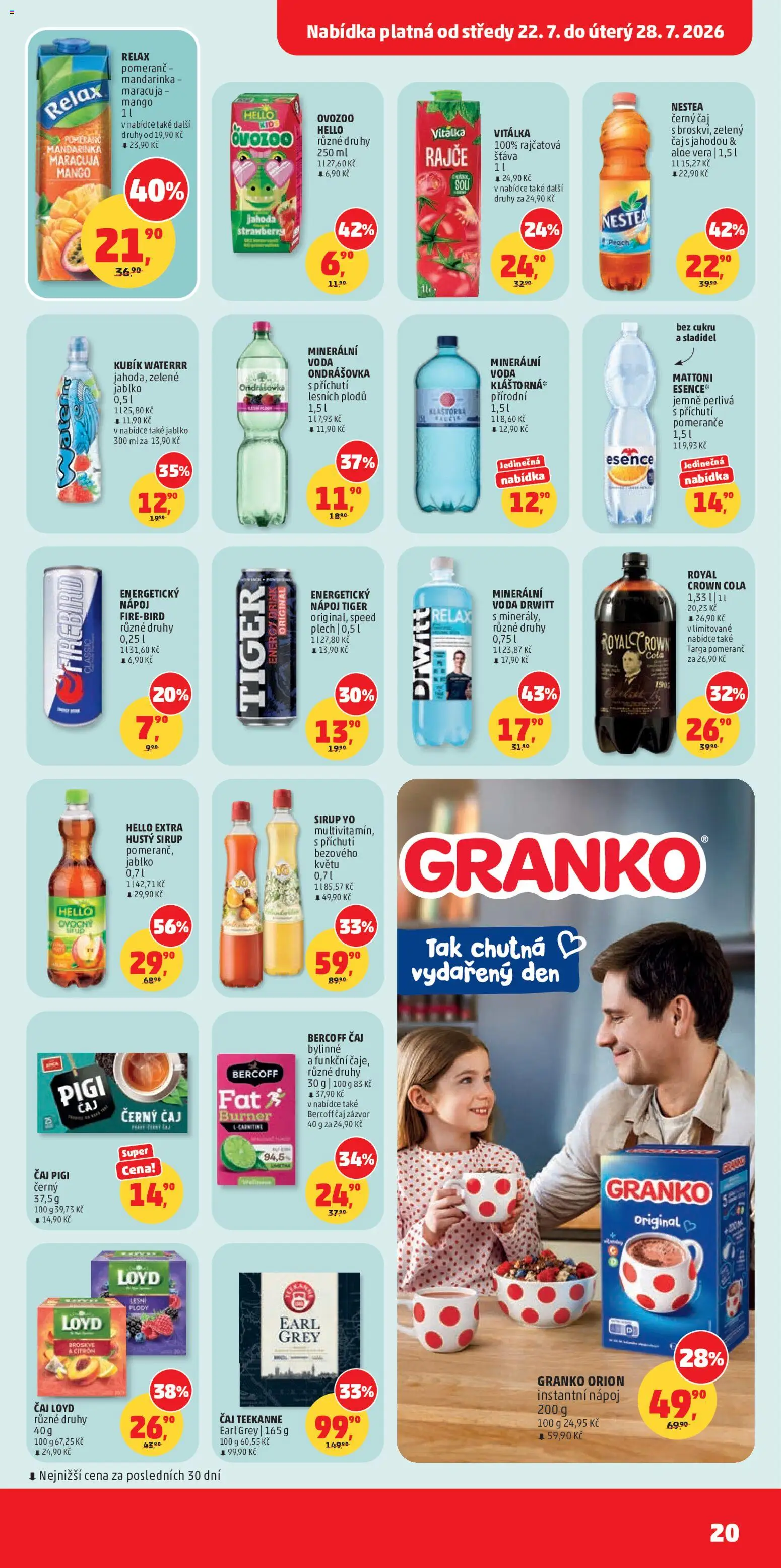 Penny Market leták od 22.07.2026 | Strana: 20 | Produkty: Mattoni, Zelený čaj, Energetický nápoj, Černý čaj
