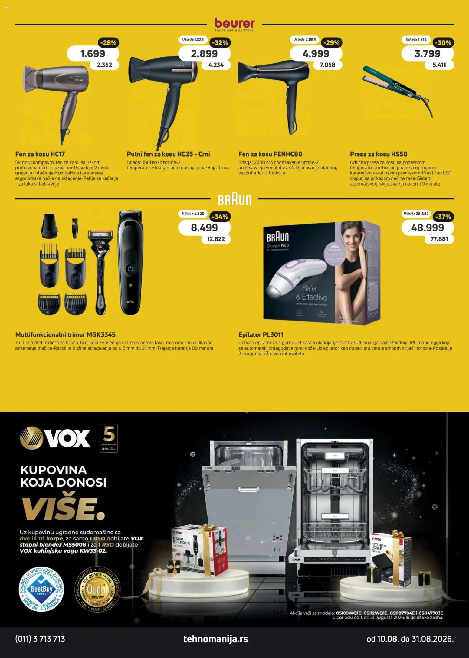 Tehnomanija katalog - važi od 10.08.2026 | Strana: 15 | Proizvode: Epilator, Brijač, Led, Presa za kosu