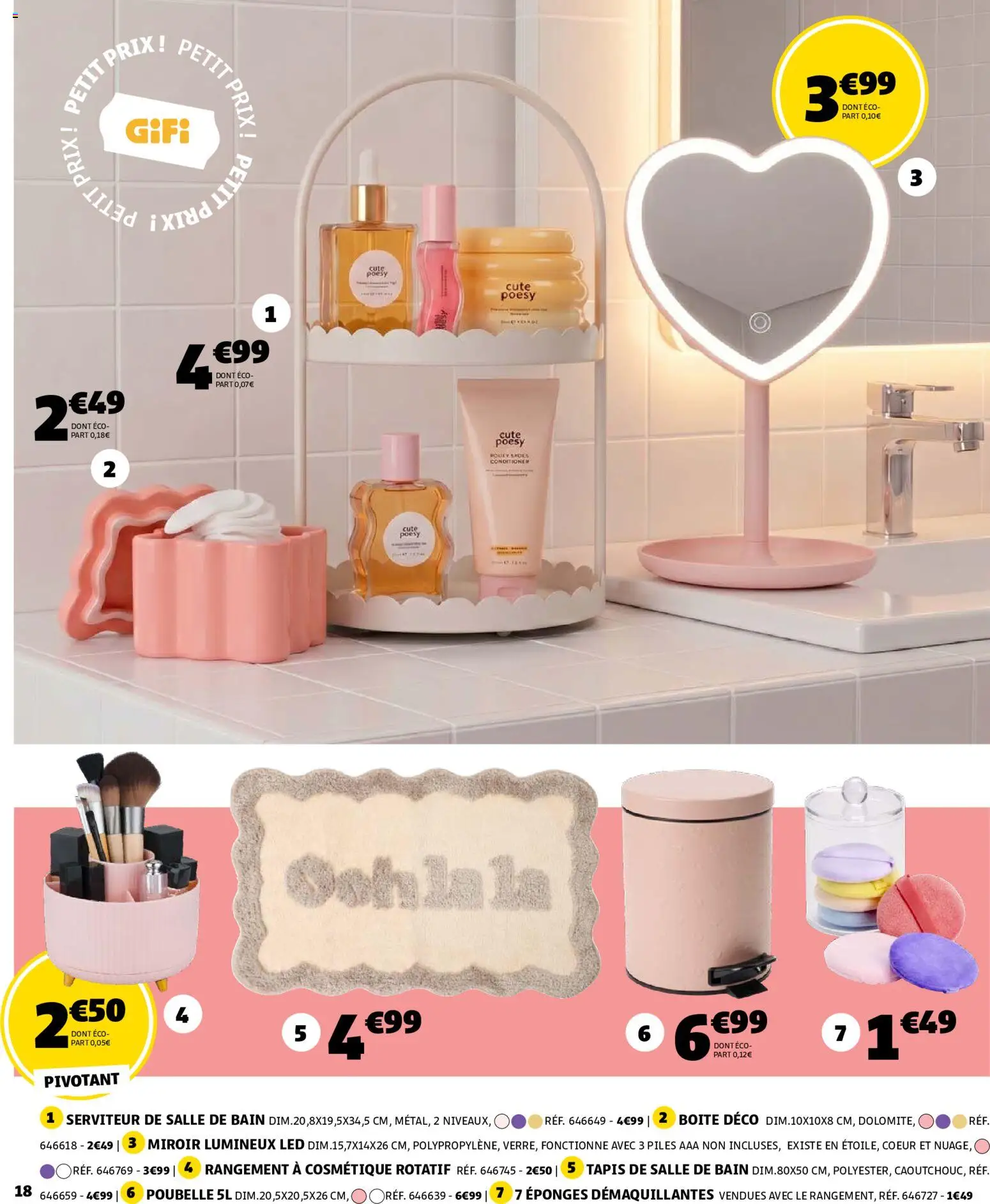 {H1} | Page: 18 | Produits: Poubelle, Éponges, Miroir, Tapis