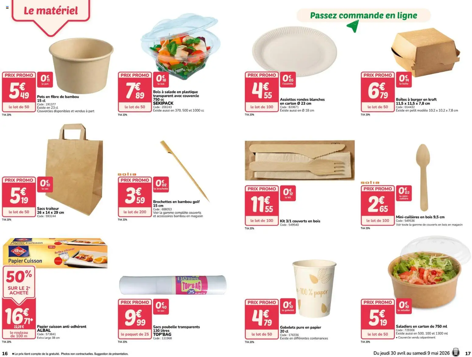 {H1} | Page: 9 | Produits: Salade, Sac, Bol, Rouleau