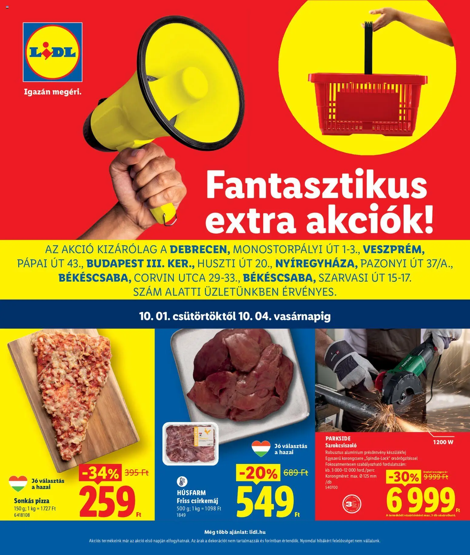 Lidl akciós ujság - amely érvényes a következő dátumtól: 2026.10.01. | Oldal: 1 | Termékek: Parkside, Szarvasi, Sarokcsiszoló, Pizza
