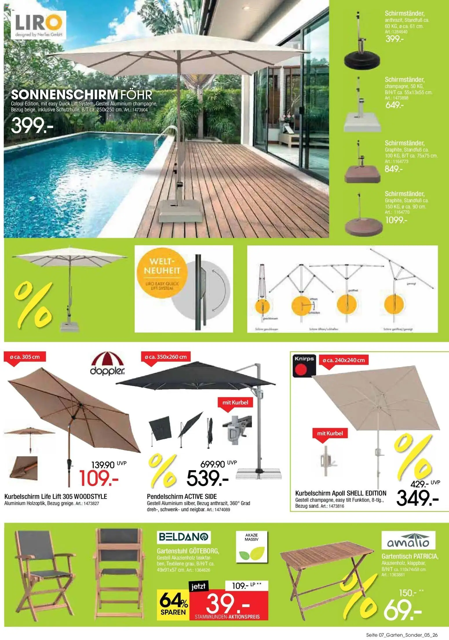 Zurbrüggen Gartenmöbel Sommerschnäppchen – gültig ab 09.07.2026 | Seite: 7 | Produkte: Sonnenschirm