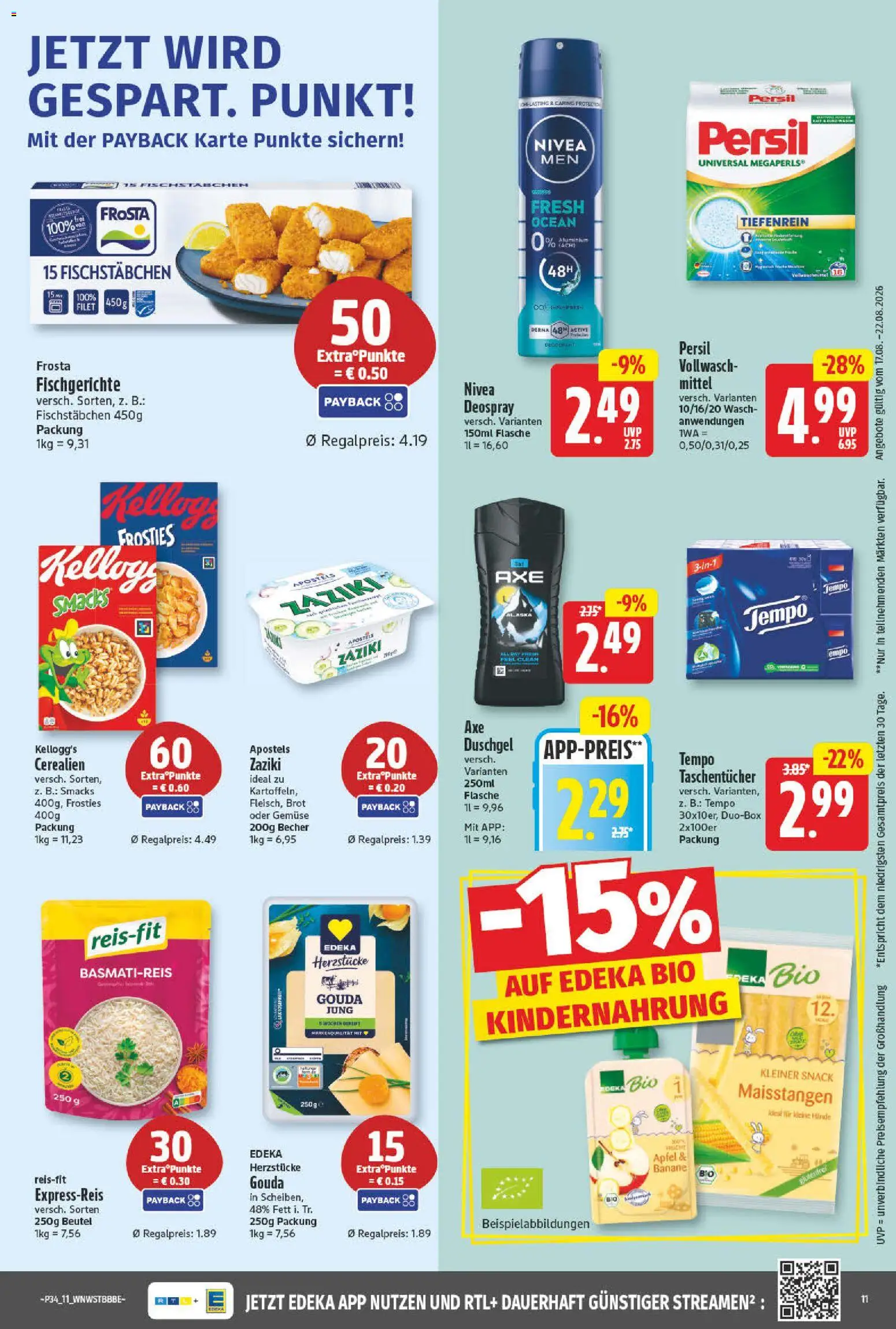 NP Discount Prospekt – gültig ab 17.08.2026 | Seite: 11 | Produkte: Frosta, Duschgel, Tempo, Brot
