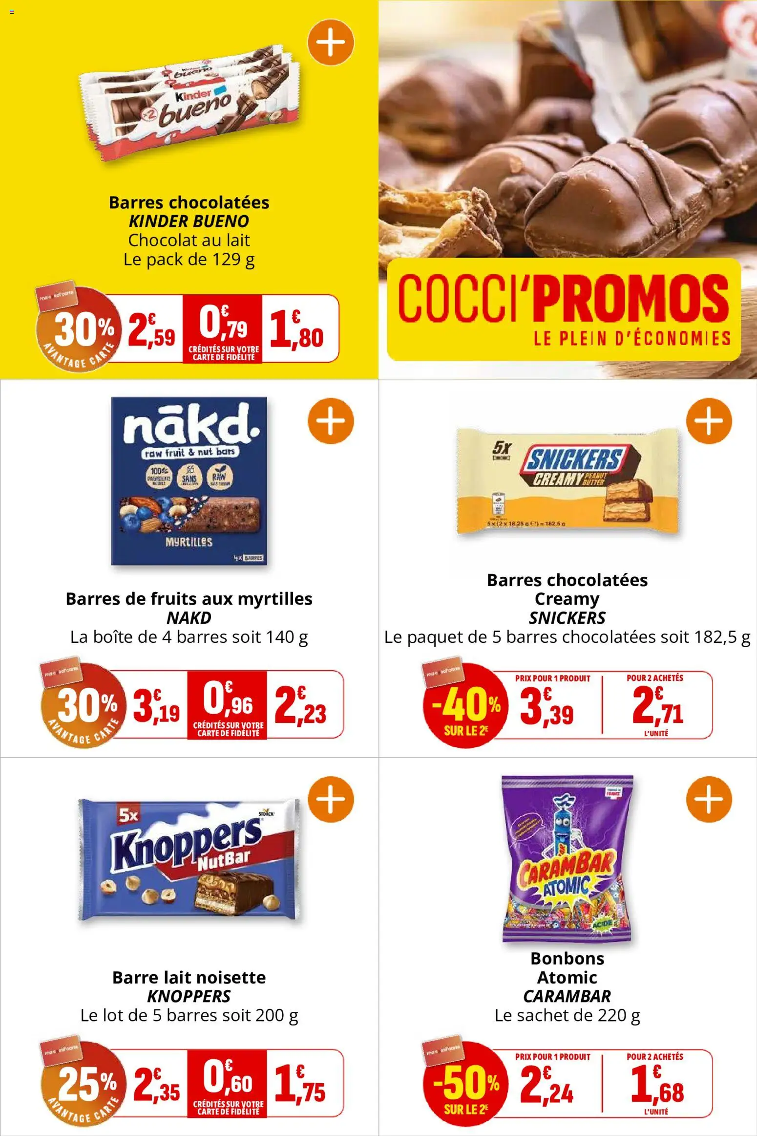 {H1} | Page: 22 | Produits: Noisette, Kinder Bueno, Lait, Bonbons