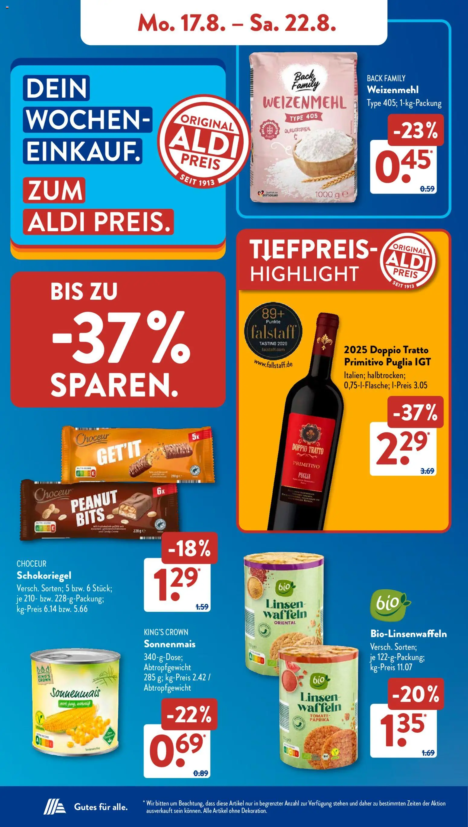 Aldi Süd Prospekt – gültig ab 17.08.2026 | Seite: 9 | Produkte: Putenbrust, Basmatireis, Waffeln, Kuchen
