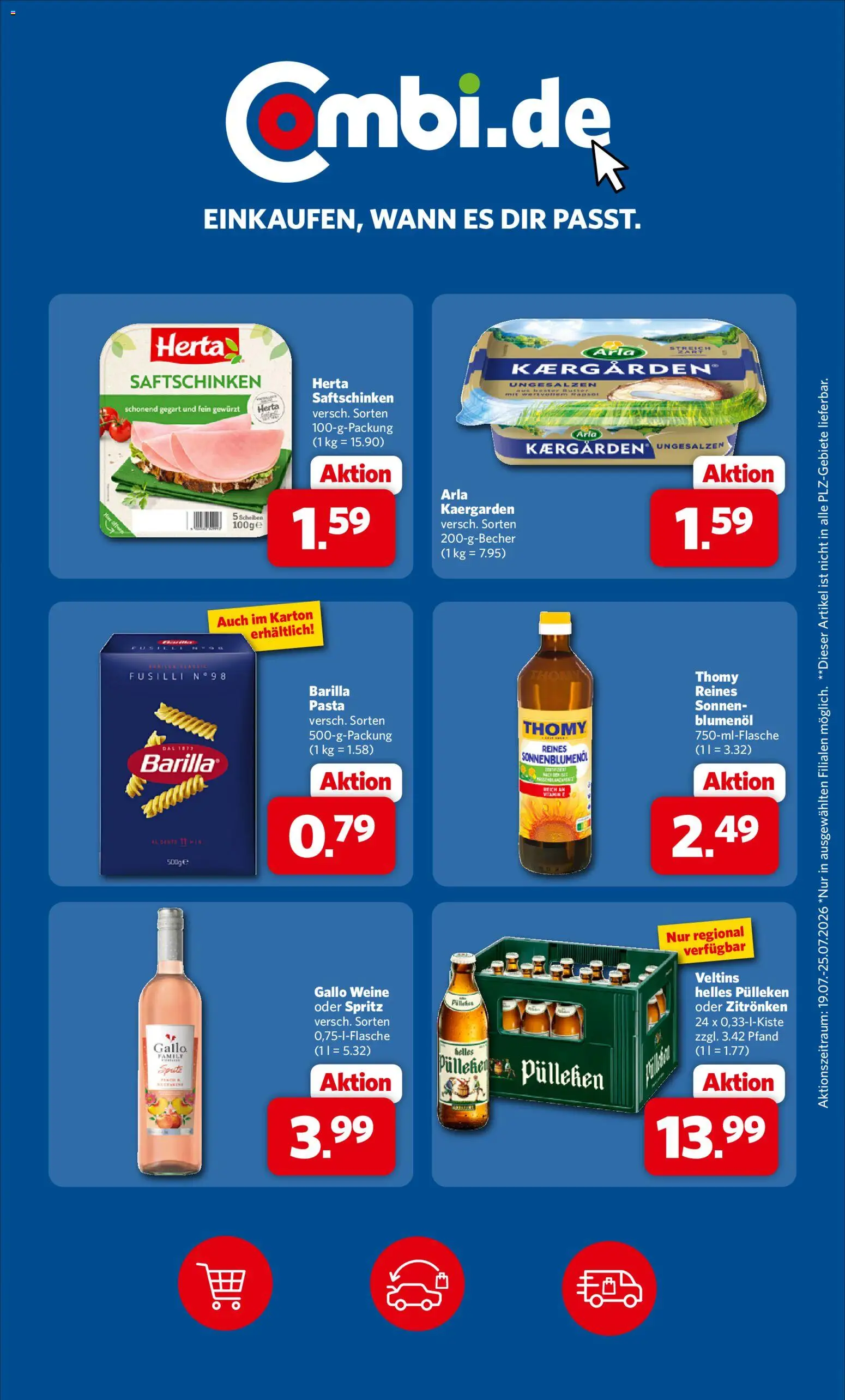 Combi Prospekt – gültig ab 20.07.2026 | Seite: 37 | Produkte: Helles pulleken, Butter, Barilla, Rapsöl