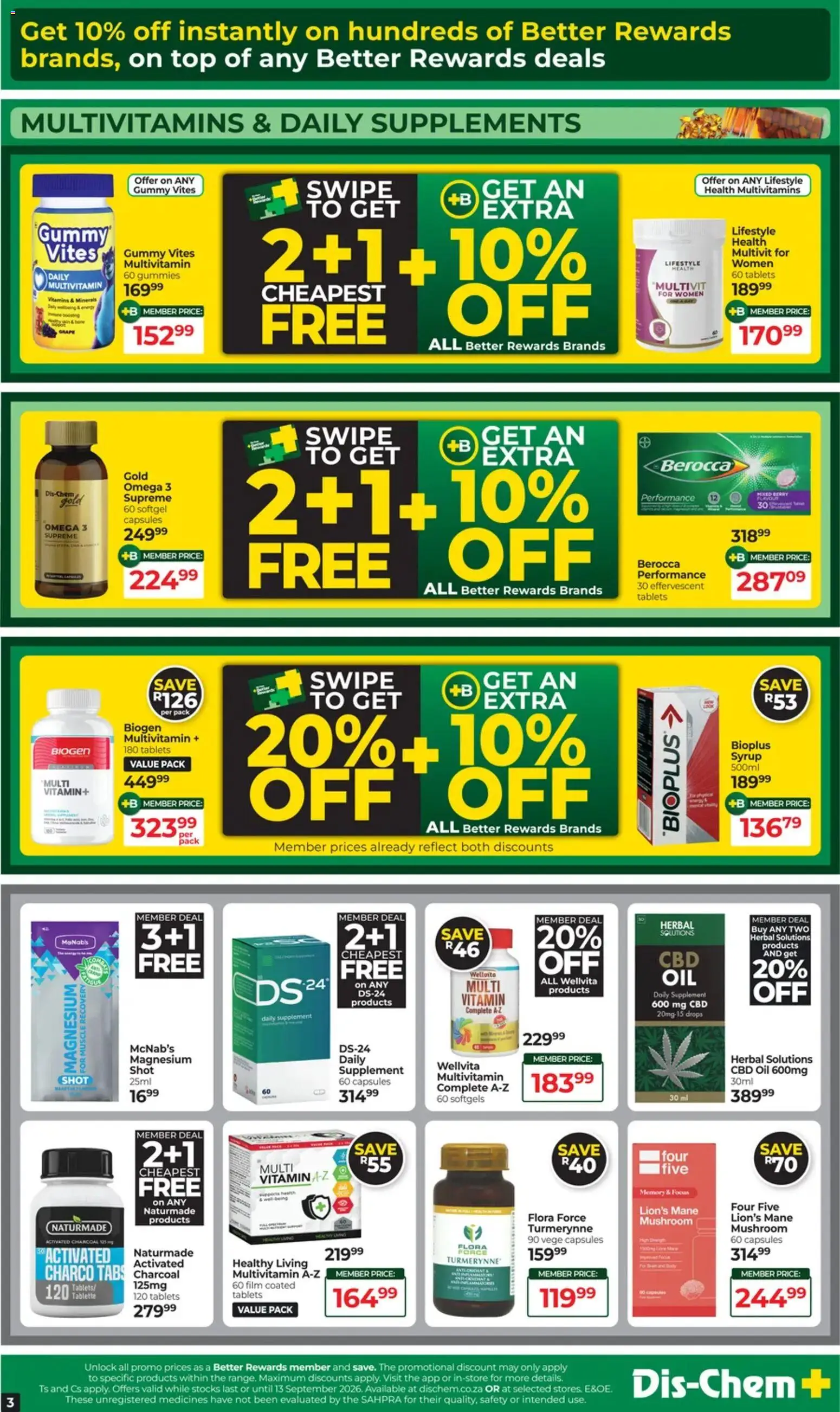 New Dis-Chem catalogue – valid from 11/08/2026 | Page: 2 | Products: Multivitamins, Oil, Syrup, Supplements