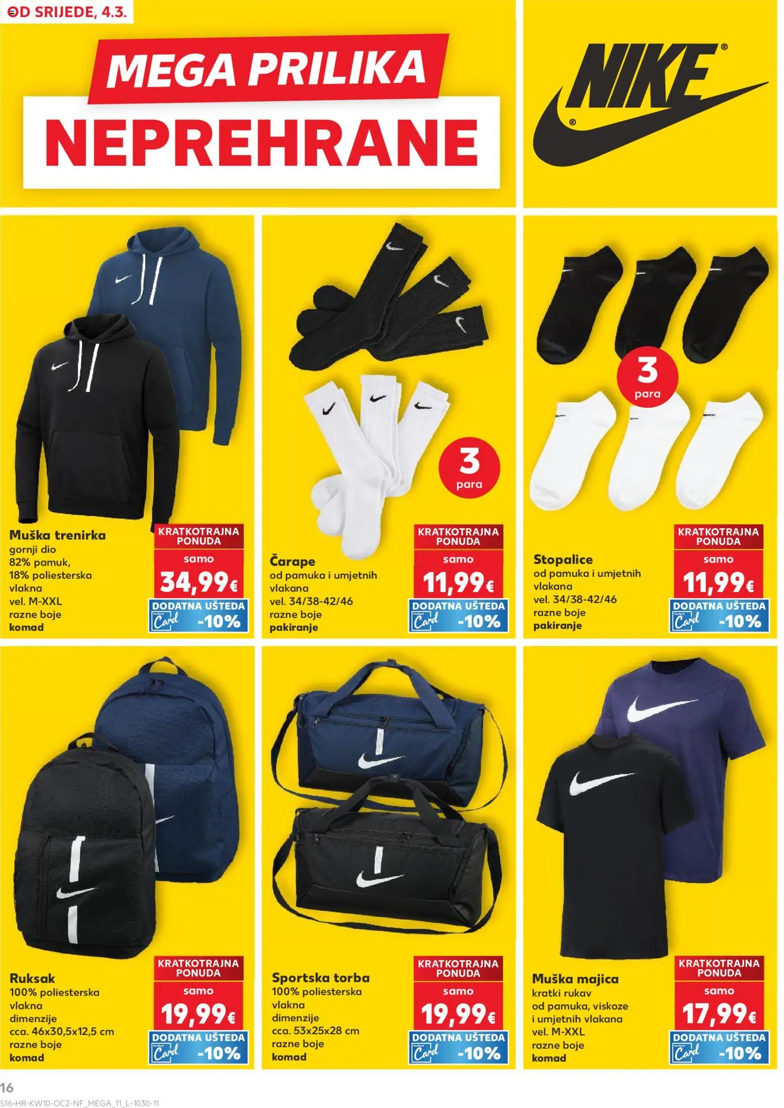Kaufland HR akciós ujság - amely érvényes a következő dátumtól: 2026.03.04. | Oldal: 16 | Termékek: Nike, Dió