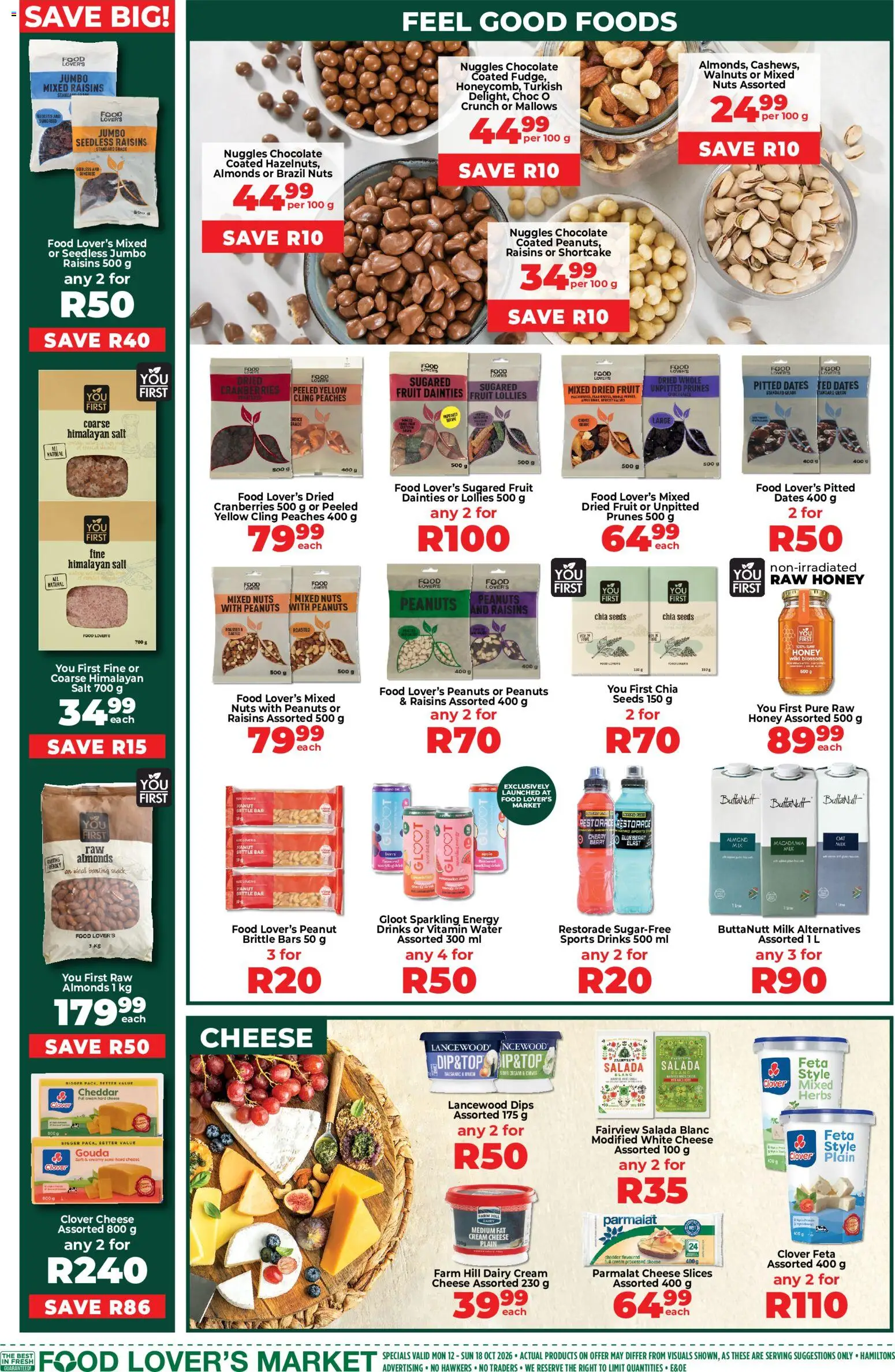 New Food Lover's Market catalogue – valid from 12/10/2026 | Page: 5 | Products: Milk, Cheese, Chocolate, Water